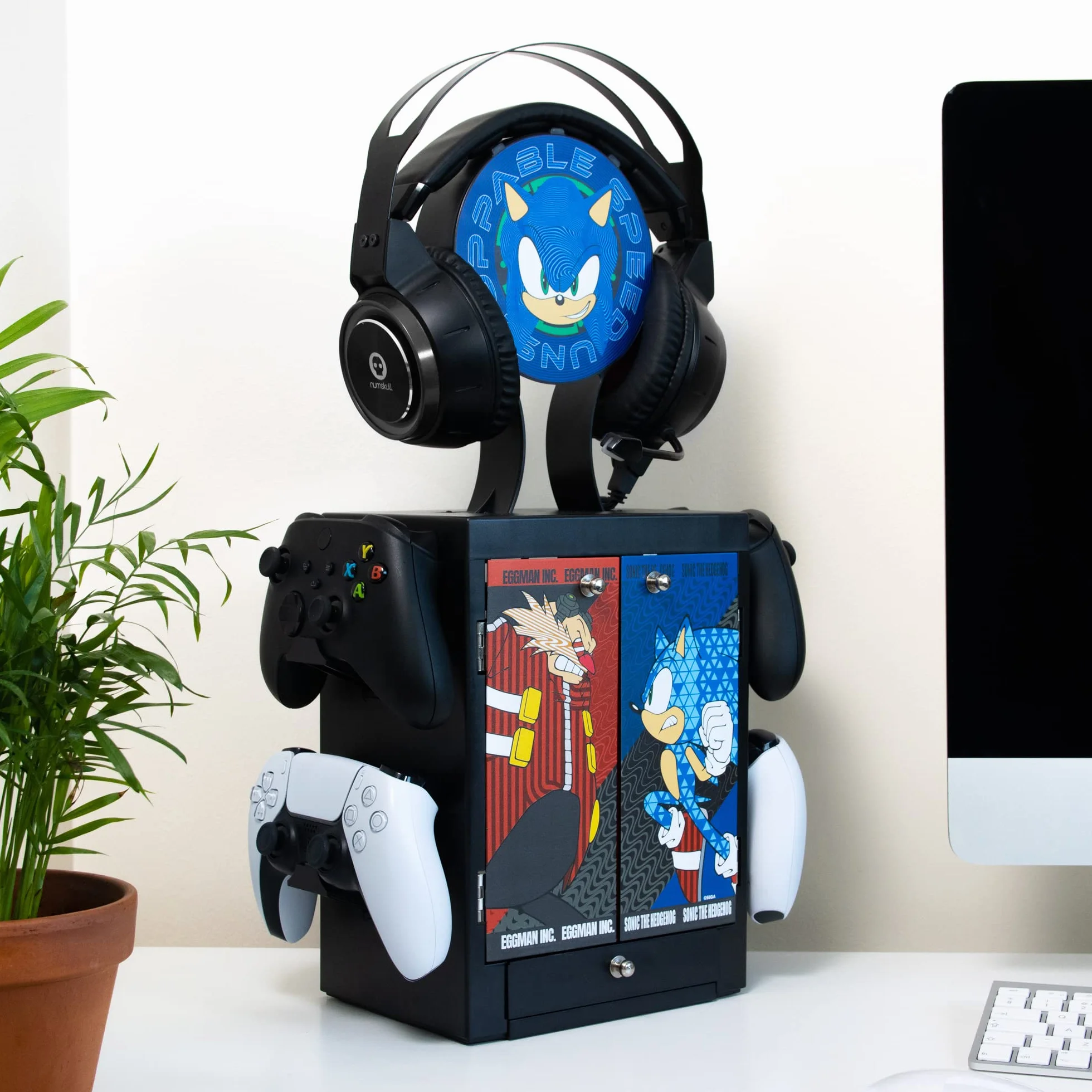 Numskull Sonic The Hedgehog szafka do gier, uchwyt na kontroler, stojak na słuchawki do PS5, Xbox Series X S, Nintendo Switch, oficjalny produkt Sonic The Hedgehog