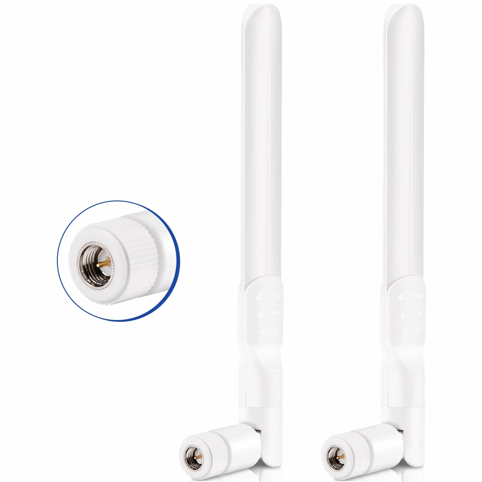 Bingfu 4G LTE męska antena SMA 6dBi biała, kompatybilna z Huawei B525, B535, B310, b311, B315, B593, E5186, 4G LTE 3G, GSM CPE, router hotspot, przemysłowa bramka komórkowa IoT, 2 opakowania