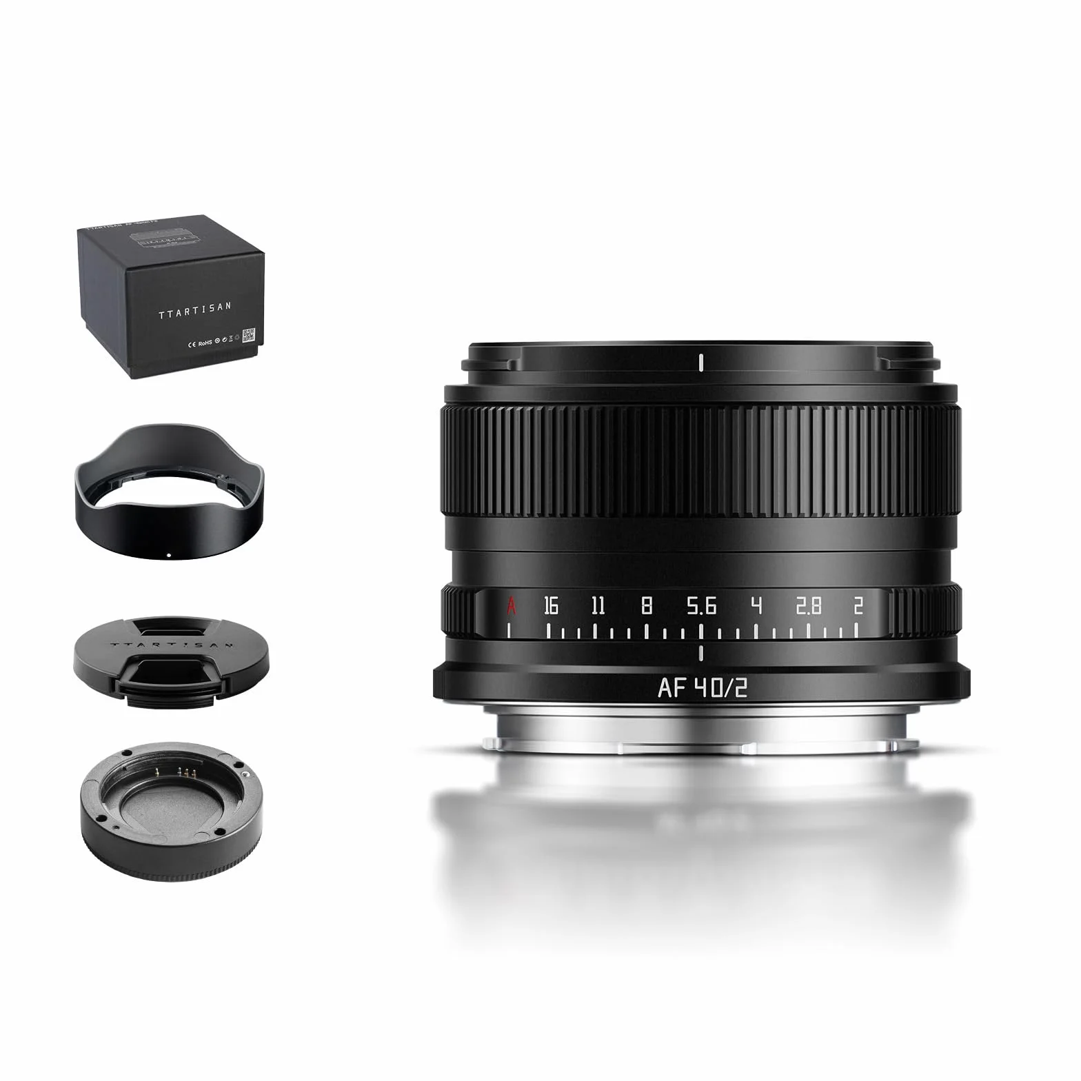 TTARTISAN 40 mm f/2 AF-Obiektyw dla L-Mount, pełnoklatkowy 40 mm f2 Autofokus Prime Obiektyw dla L-Mount (L, Czarny)