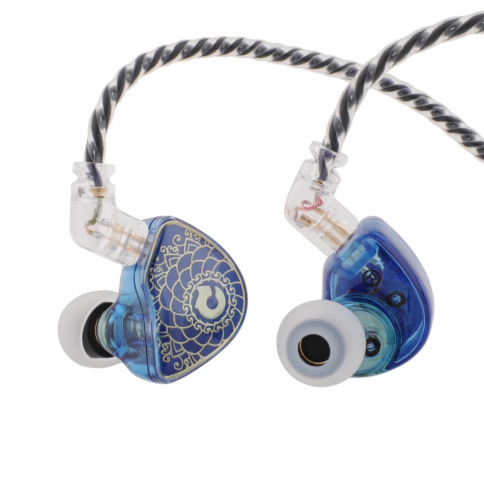 Linsoul TANGZU Wan’er S.G HiFi 10 mm dynamiczny przetwornik PET membrana douszne słuchawki z ergonomicznym kształtem, odłączany kabel 2-pinowy OFC w oplocie(Niebieski, z mikrofonem)