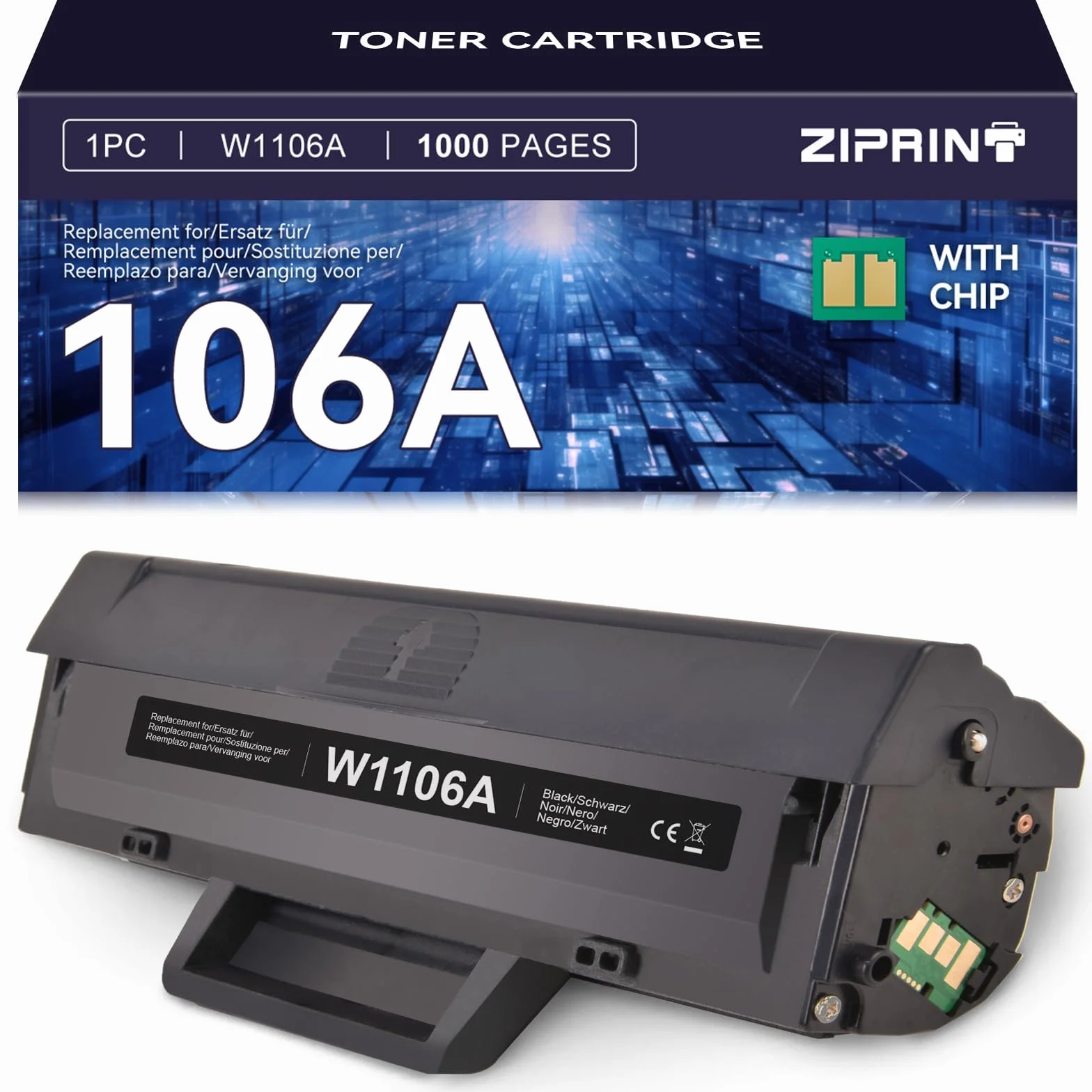 ZIPRINT 106a W1106a Toner kompatybilny z HP 106A do HP Laser 107w Toner | Kompatybilny z Hp laser MFP 135wg Toner 135a MFP 137fnw 137fwg 135w 107a 107r 135r (czarny-1P)