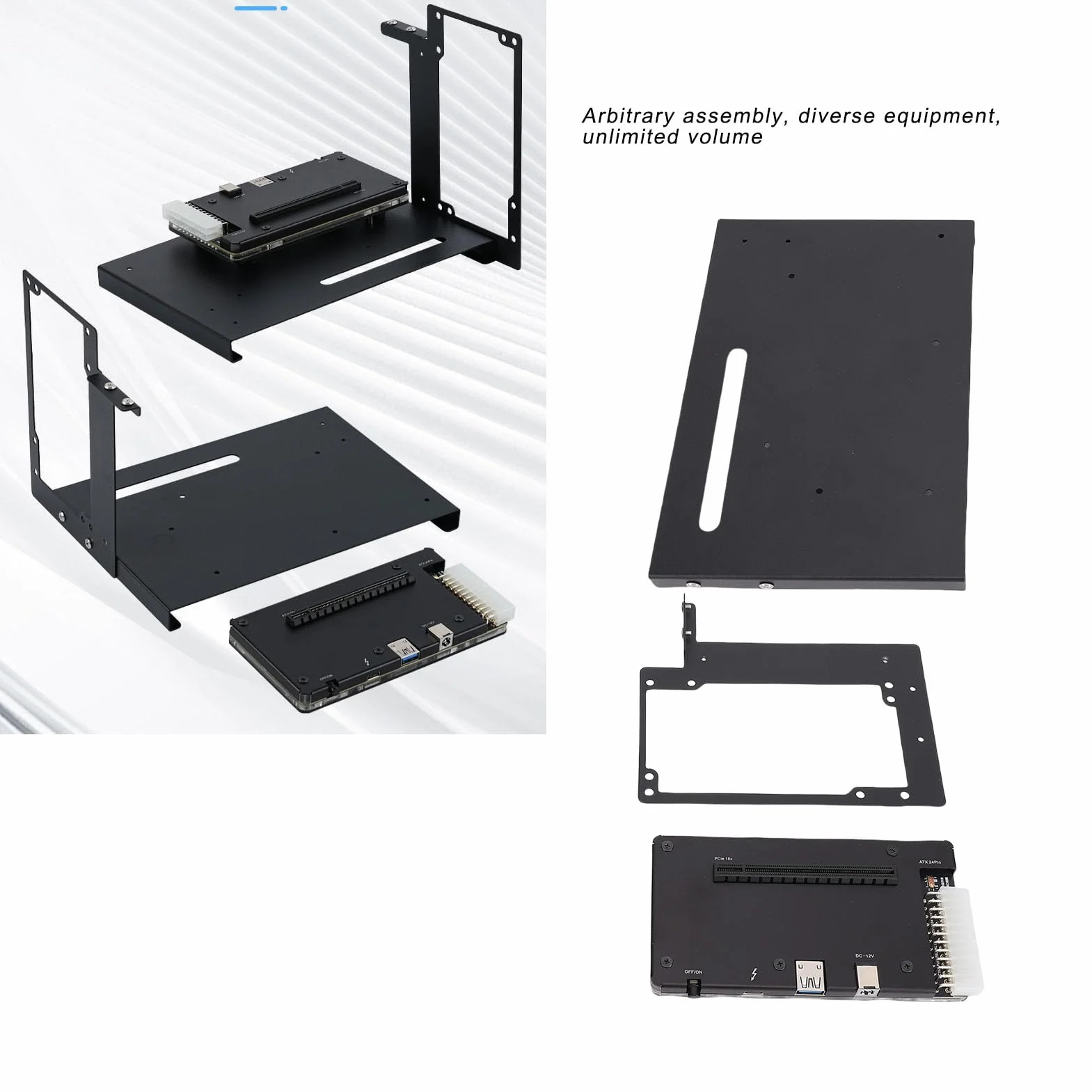 Luocute Stacja Dokująca Karty Graficznej, Zewnętrzna Stacja Dokująca GPU z Gniazdem PCIE 16X Interfejs ATX24Pin Kabel Danych 1 M Wspornik ATX