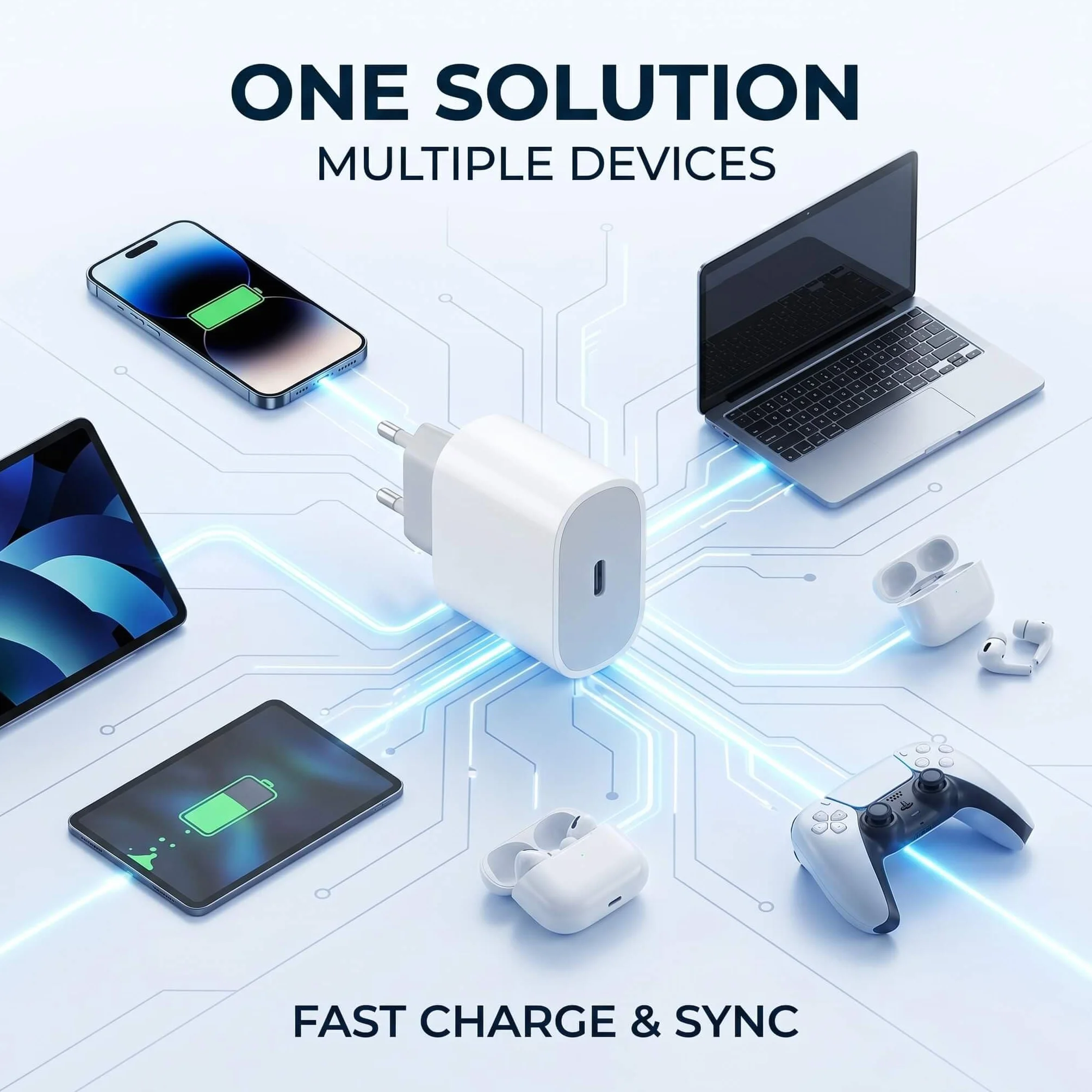 Ładowarka USB-C 25 W z kablem 1 m, zestaw 10 sztuk, szybkie ładowanie PD/PPS, biała, kompaktowa, kompatybilna z iPhone (17/16/15), Samsung Galaxy (S25/S24/S23/S22), Google Pixel, Huawei