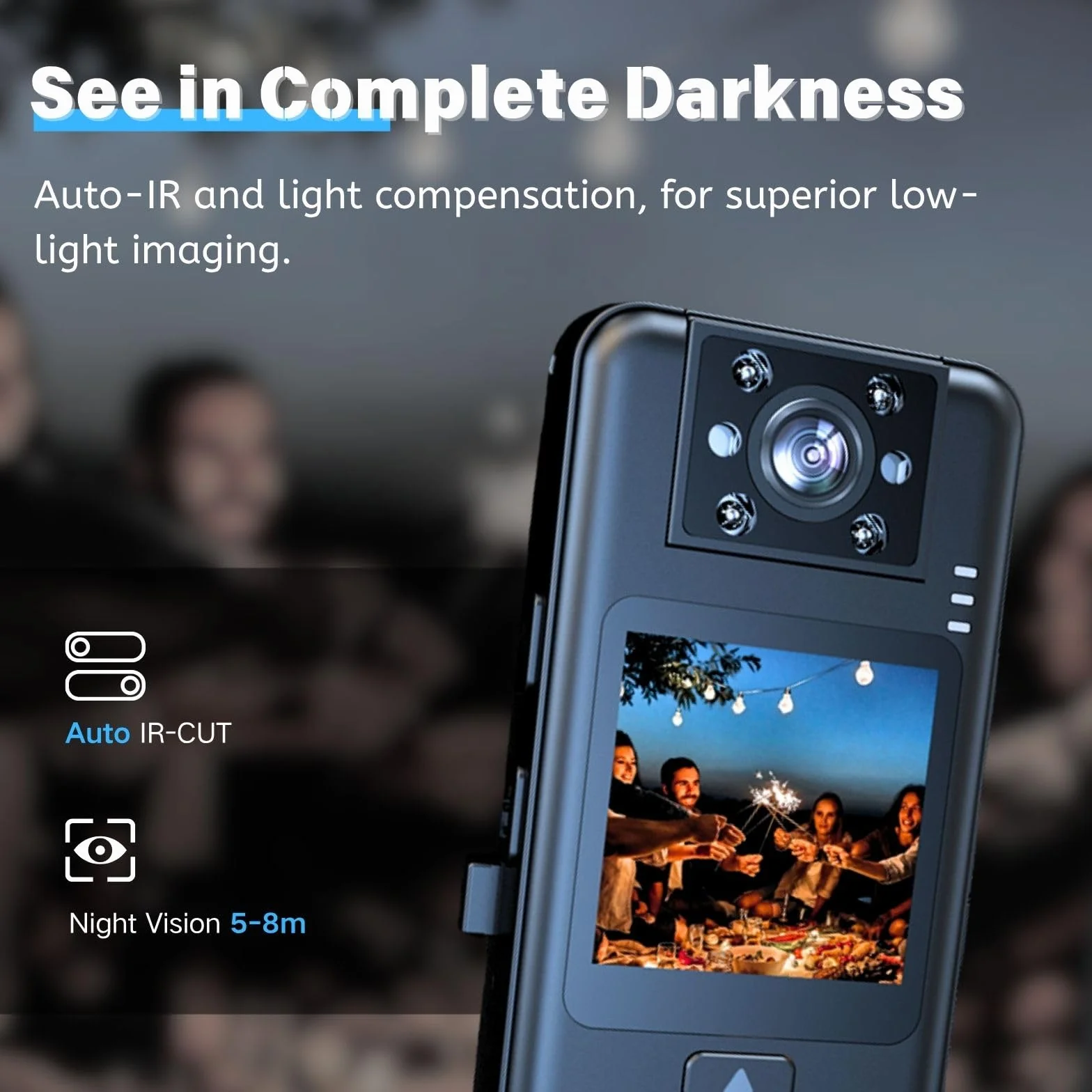 Kamera Bodycam 4K 4K 128 GB z obrotową soczewką 180°, kamera sportowa z akumulatorem 6 godzin, noktowizor, przenośna kamera dla zwierząt domowych, do biura, do pracy w zakresie bezpieczeństwa