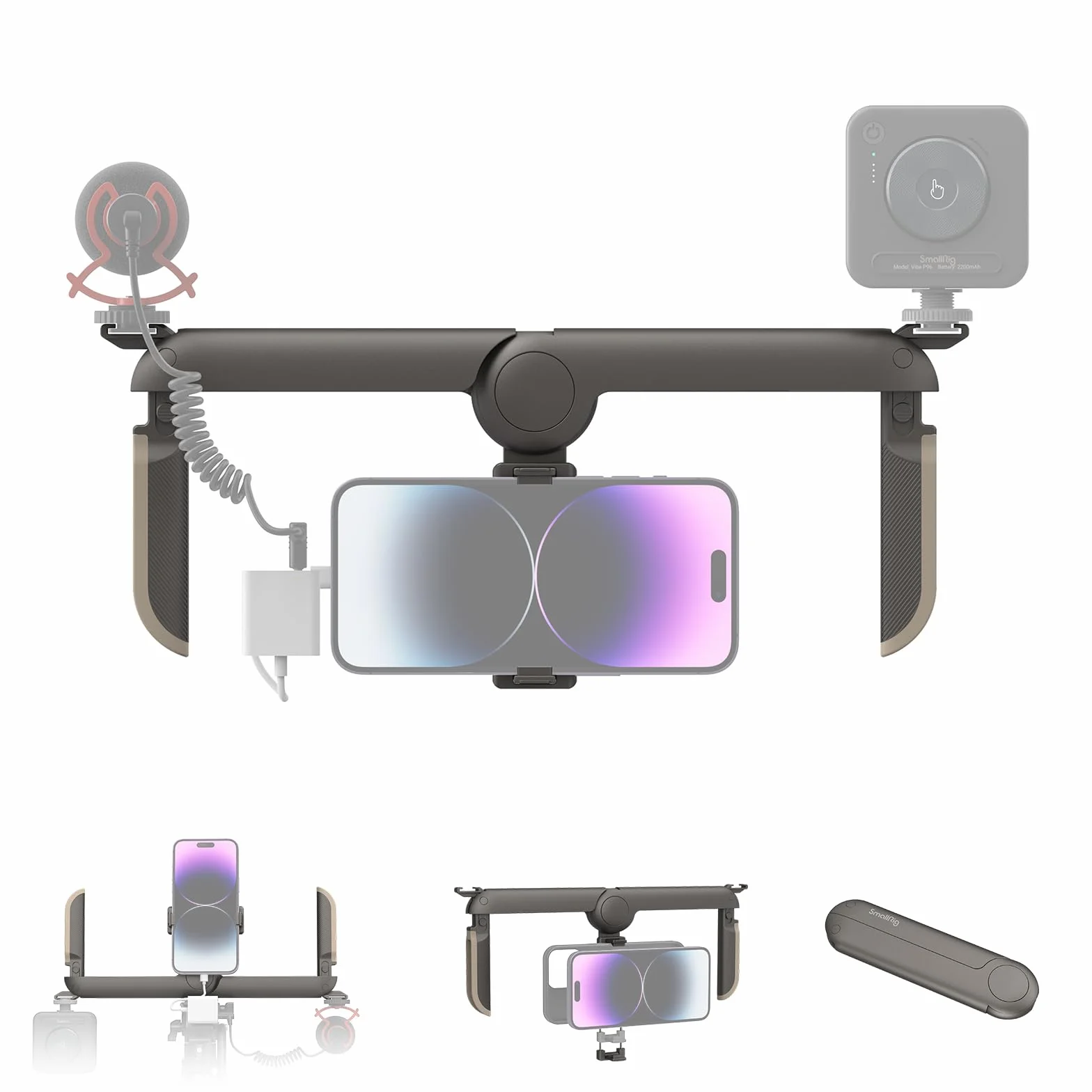 SMALLRIG P20 Foldable Universal Phone Cage Składana Uniwersalna Klatka na Telefon, Smartphone Video Rig Filmowanie Vlogging Case Stabilizator Mocowanie do Statywu dla iPhone 16/14/13/12-4047