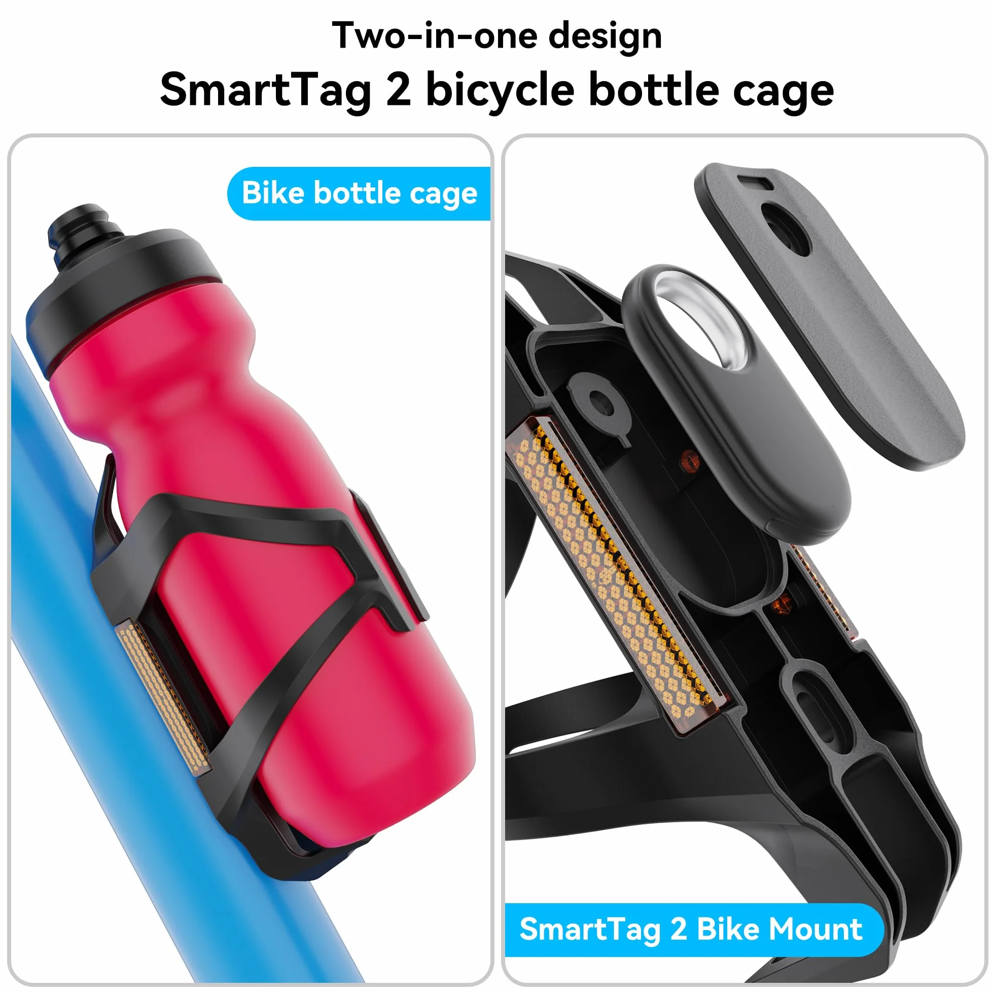 DDJ Smart Tag 2 i AirTag uchwyt na bidon, uchwyt na bidon, ochrona przed kradzieżą, uniwersalny uchwyt na napoje z reflektorem, do rowerów elektrycznych, wyścigowych, górskich