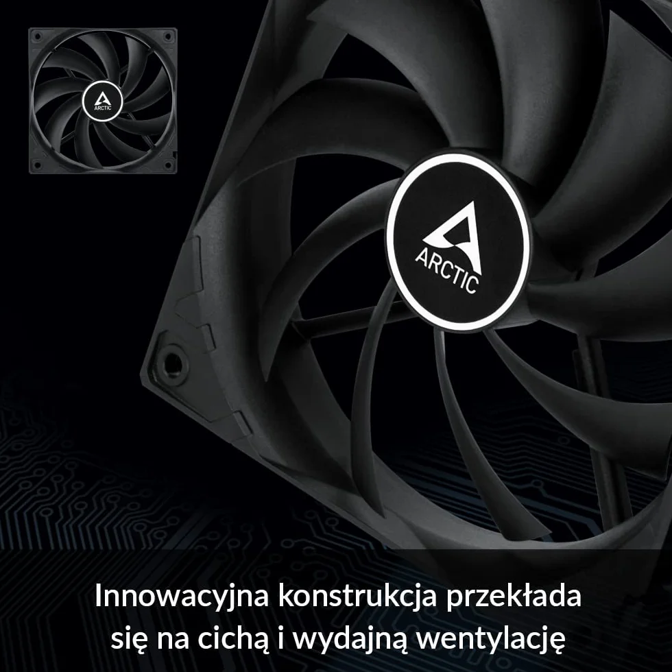 ARCTIC F12 (5 sztuk) - Wentylator PC, standardowy wentylator obudowy 120 mm, cichy wentylator, wentylator obudowy ze standardową obudową, możliwa konfiguracja push lub pull, 1350 rpm - Czarny