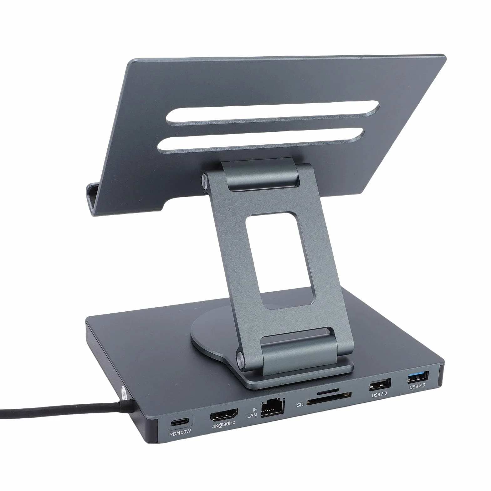 Generic Uchwyt do Tabletu ze stacją dokująCą USB C Podstawka ładująca 7 w 1 do MacBooka Pro Air XPS 13 15 Book 2, Port USB 3.0, Obrót o 360 Stopni, Czarna