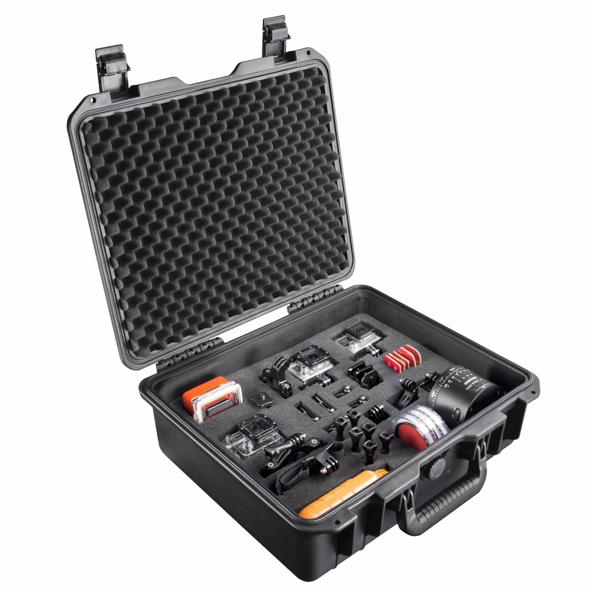Mantona Outdoor Fotokoffer do aparatu DSLR, GoPro Action Cam/sprzęt fotograficzny (rozmiar M, wodoodporny, odporny na wstrząsy, pyłoszczelny) czarny