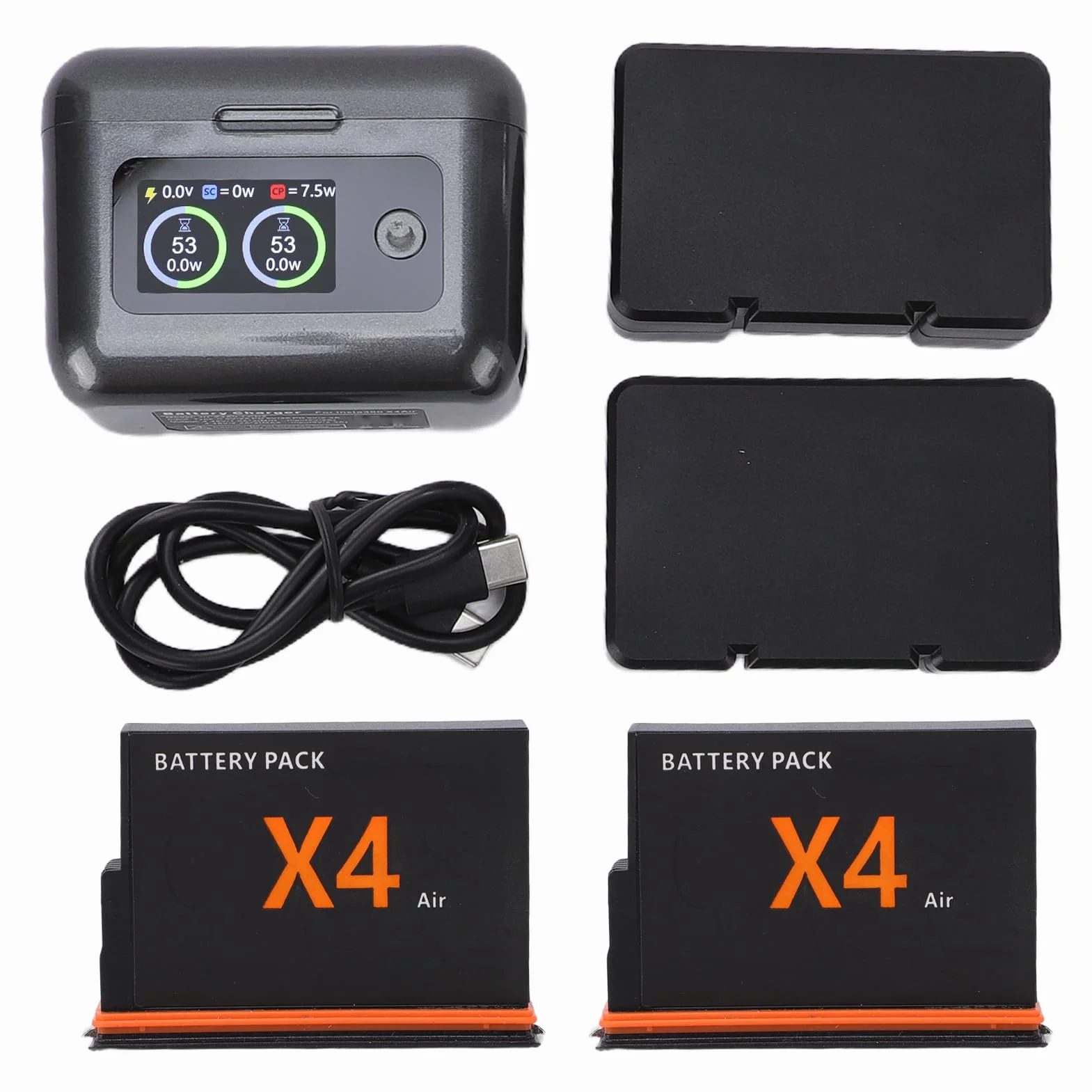 Tangxi Do Akumulatorów X4 Air z Koncentratorem ładującym, 2-kierunkowy, Podwójny Wyświetlacz LCD Do ładowania, Zestaw Etui Przechowywania ładowarek X4 Air, Interfejs Typu C