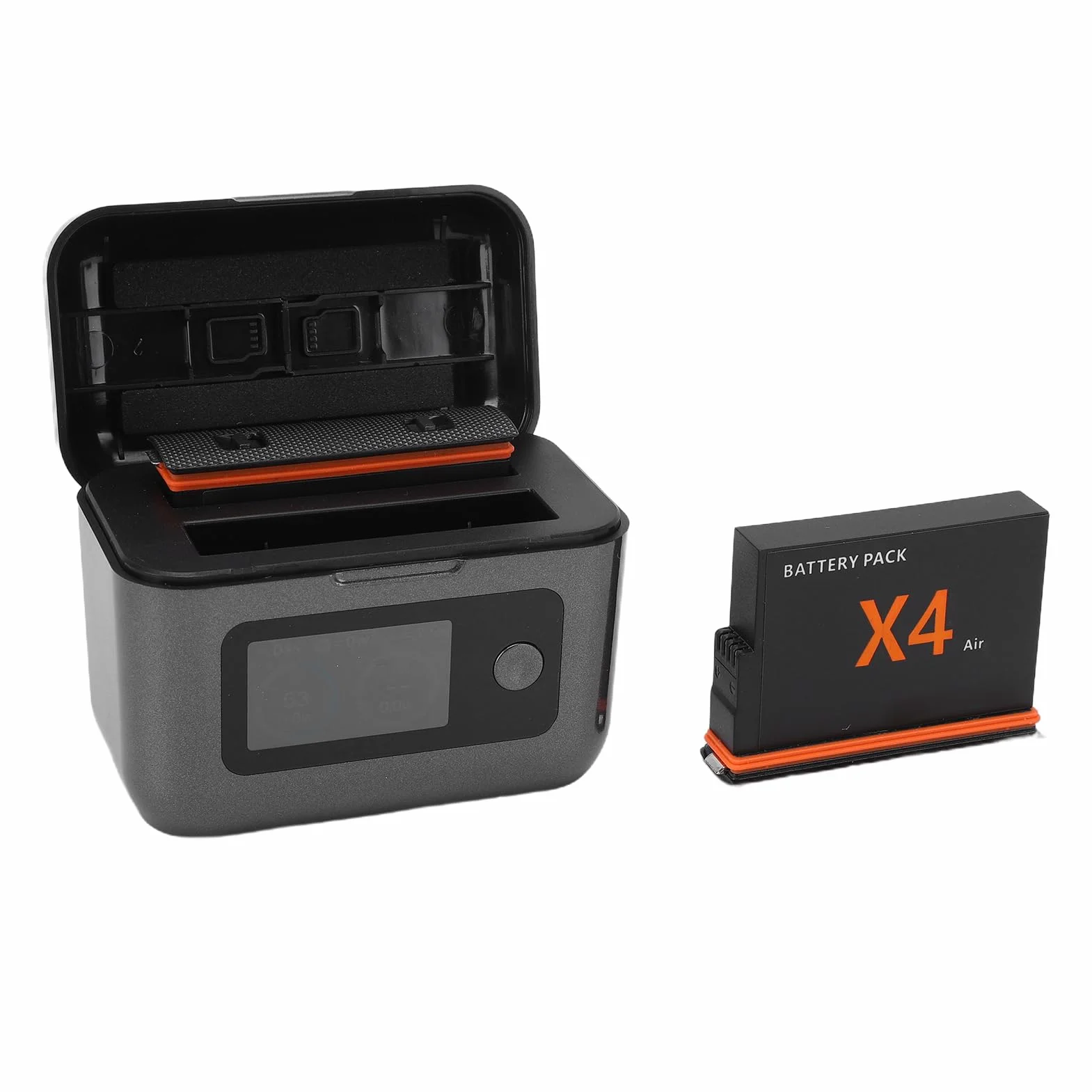 Tangxi Do Akumulatorów X4 Air z Koncentratorem ładującym, 2-kierunkowy, Podwójny Wyświetlacz LCD Do ładowania, Zestaw Etui Przechowywania ładowarek X4 Air, Interfejs Typu C