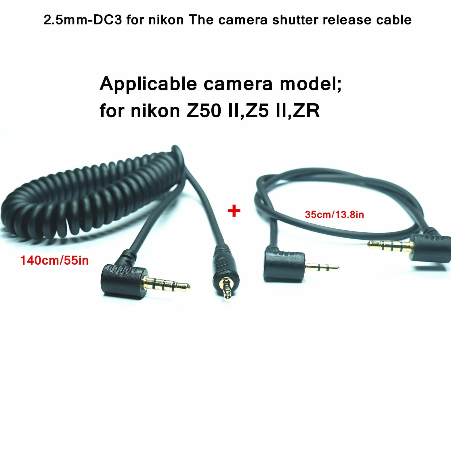 Kabel zwalniający migawkę 2,5 MM-DC3 (MC-DC3) nadaje się do aparatów Nikon Z5II/Z50II/ZR obsługuje połączenie z pilotem zdalnego sterowania aparatem w celu uzyskania ostrości i robienia zdjęć (2,5