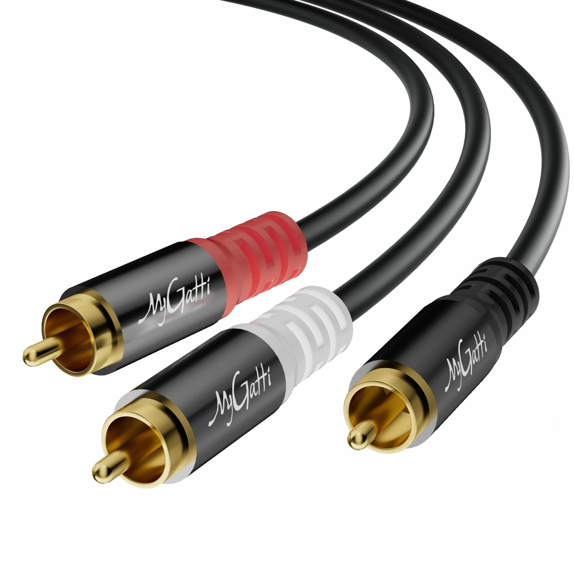 Kabel rozdzielający cinch-Y 5 m, 2x cinch, stereo audio, RCA, pozłacany