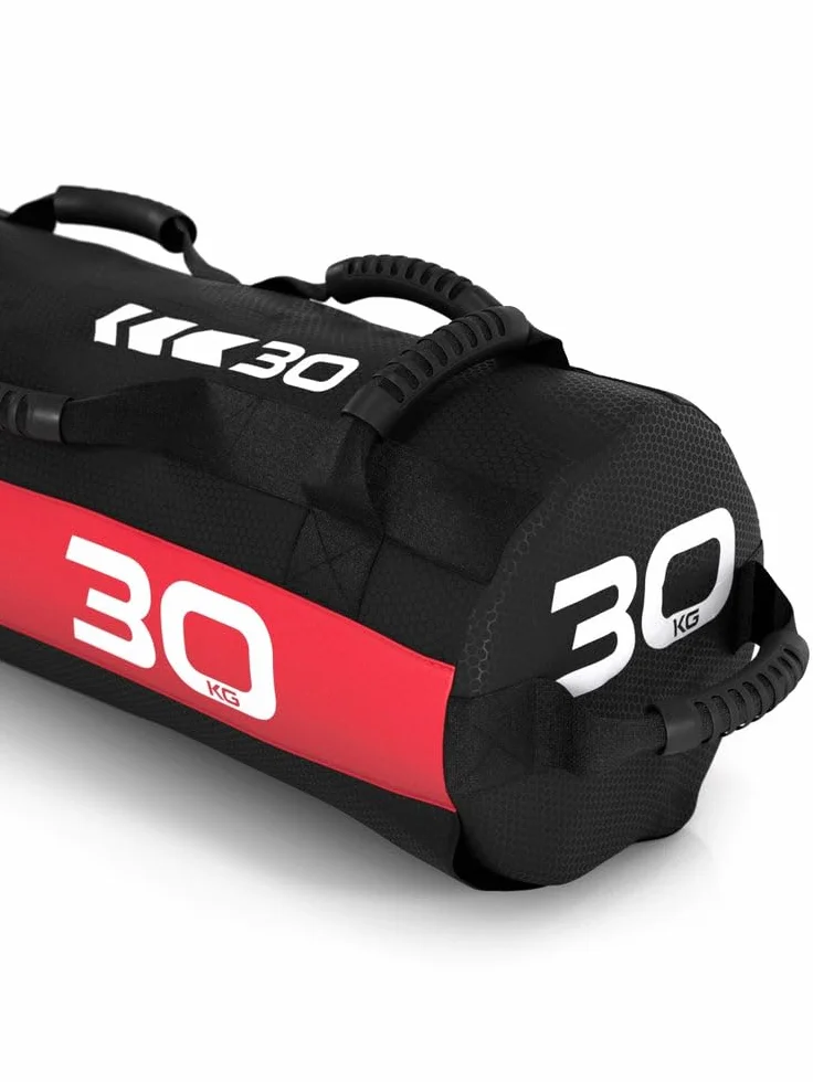 Atletica Worek na piasek 30 kg, worek do treningu funkcjonalnego całego ciała, wytrzymały nylon Cordura, 7 uchwytów
