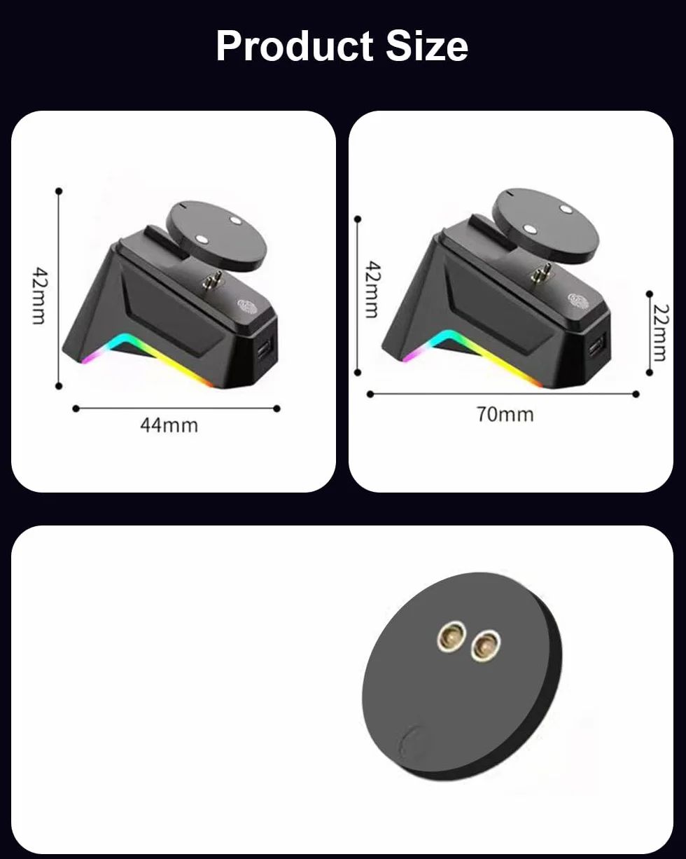 Wireless Magnetic Charging Station for Logitech Mouse G502 / G502 Hero, G703 (Hero) G903 (Hero), G403, G Pro Wireless 1/2, G Prox Superlight 1/2, charging base System with anti-slip and LED