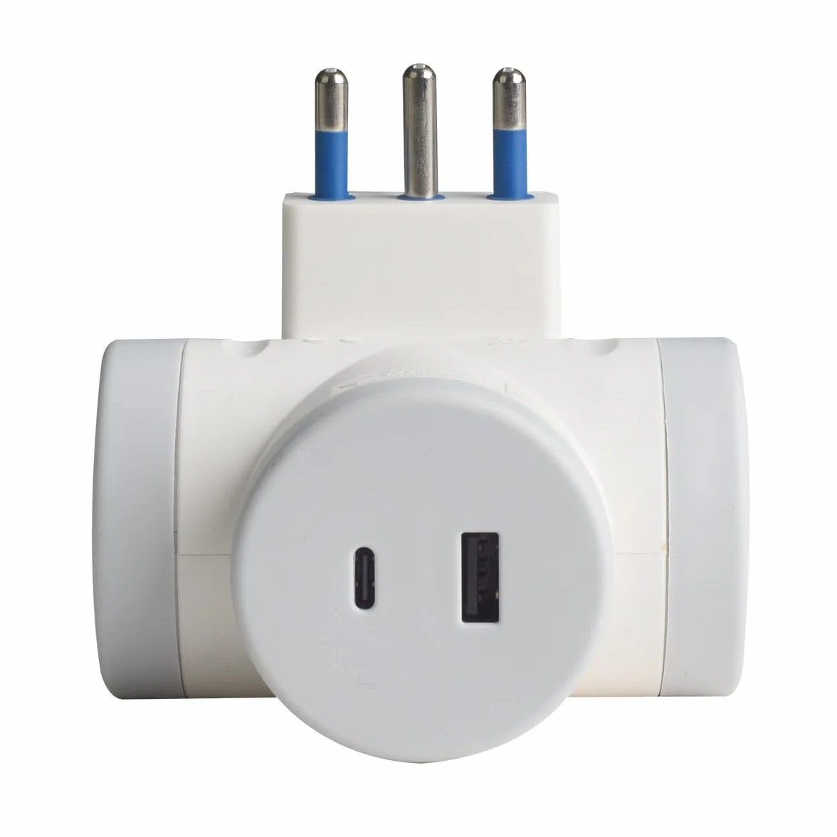 Adapter podróżny Wszystko w 1, wtyczka 16A z 2 gniazdami uniwersalnymi 10A/16A + 1 USB A (2.4A 12W)+ 1 USB C (3A 15W) szybkie ładowanie (10)