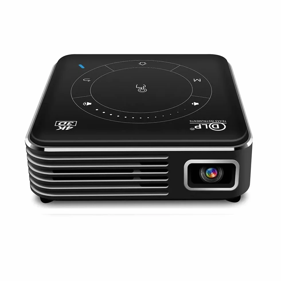 Mini projektor 2000 lumenów LED przenośny HD 1080P 4K z WiFi i Bluetooth - bezprzewodowe lustro 4000 mAh bateria wideo do inteligentnego telefonu (czarny 4 GB)