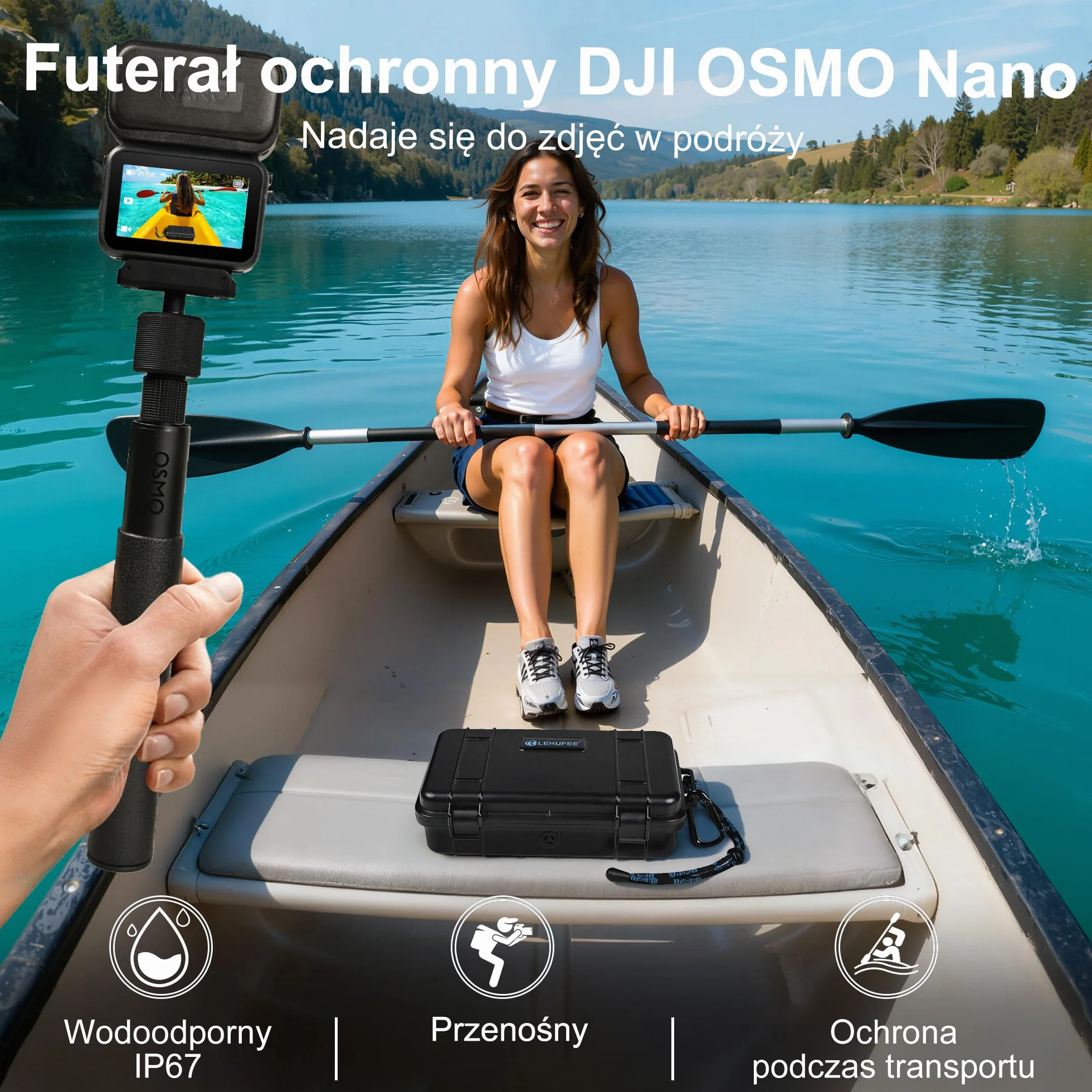 Lekufee Podróżna Wodoszczelna Twarda Walizka dla DJI Osmo Nano, Standard Combo i Akcesoriów (Tylko Torba i Walizka)