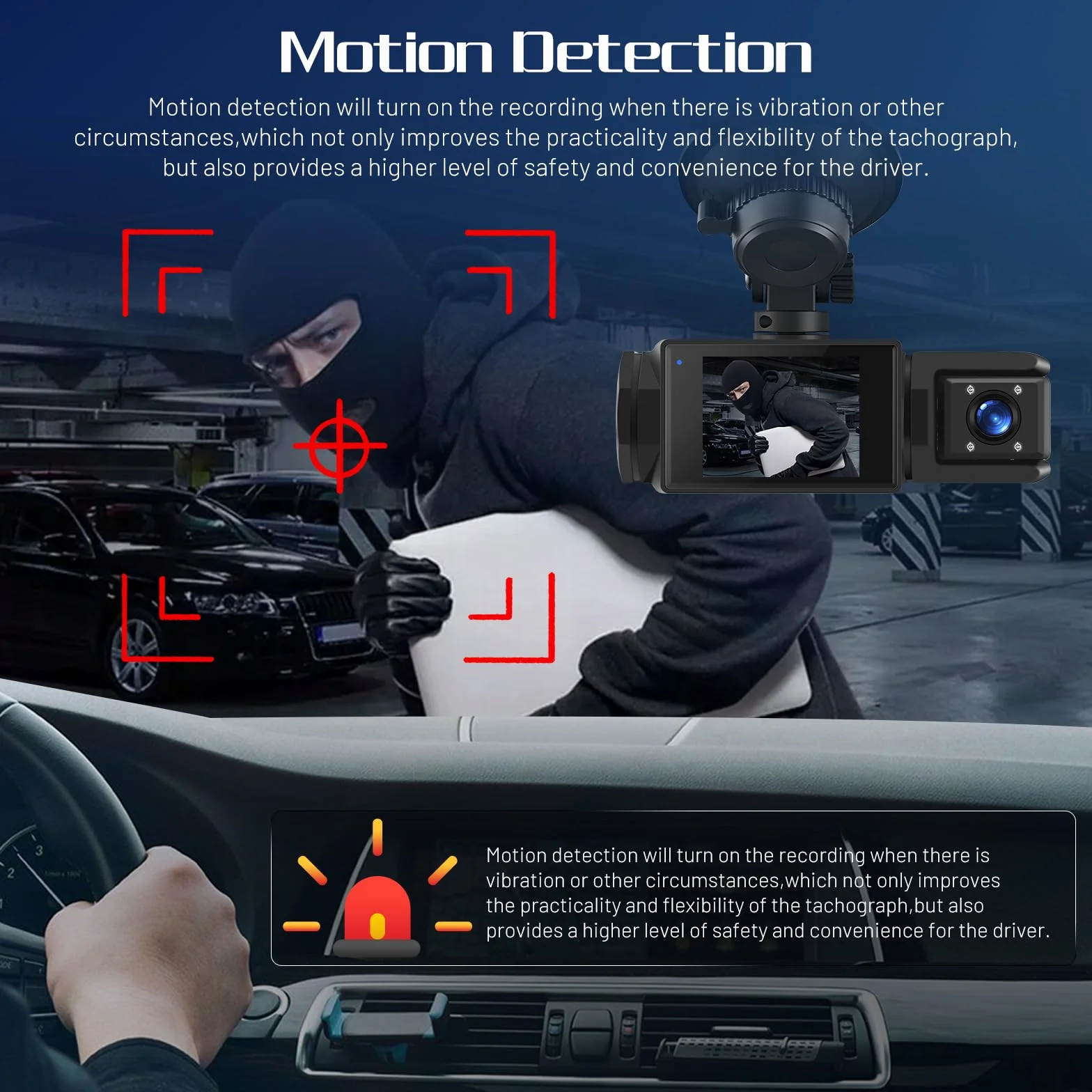 Kamera samochodowa 1080P, 3-kanałowa kamera Dash Cam z przodu i z tyłu wewnątrz, Full HD 2,0 cala ekran IPS kamera samochodowa z nagrywaniem w pętli, noktowizorem, wykrywaniem ruchu