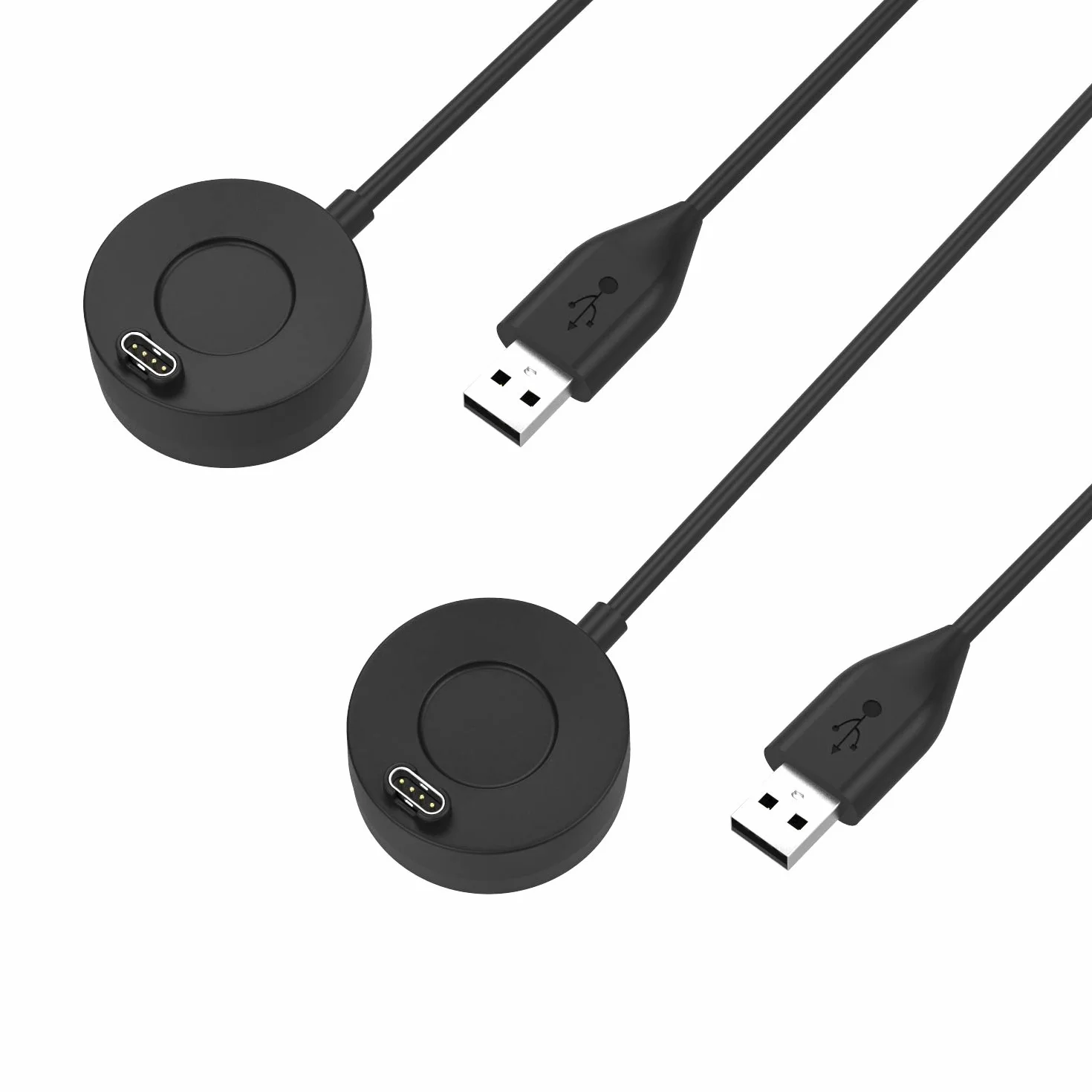 TiMOVO 2 Pack Charger Compatible with Garmin Watch, Black | Portable Charging Dock for Vivoactive 6/5/4/3, Venu 4/3/2, Fenix E/8/7/6/5, Forerunner 970/570/745/945, Instinct 3