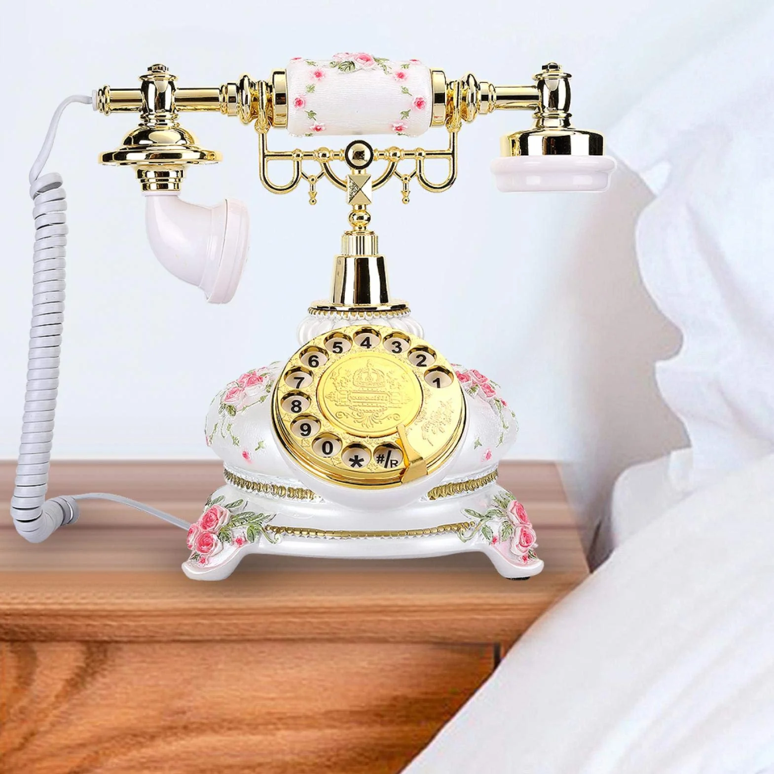 Socobeta Retro telefon obracający się szyba antyczna telefon w stylu dworkowym vintage telefon stacjonarny do domu biura hotelu