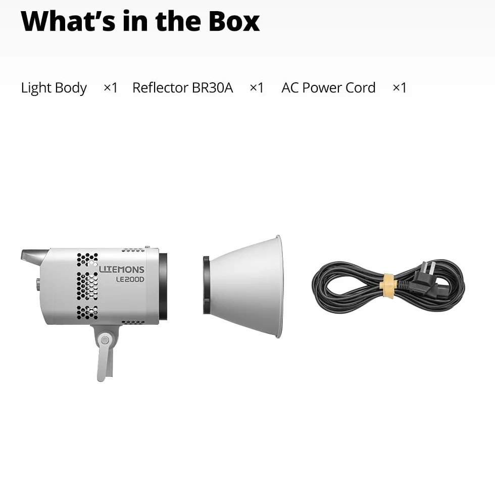 Godox LE200D lampa wideo LED 220 W ze światłem ciągłym, 5600 K, CRI 96, 63 500 lx, wysoka moc świetlna, złącze Bowensa, sterowanie DMX/Bluetooth, 7 efektów specjalnych, do fotografii studyjnej i