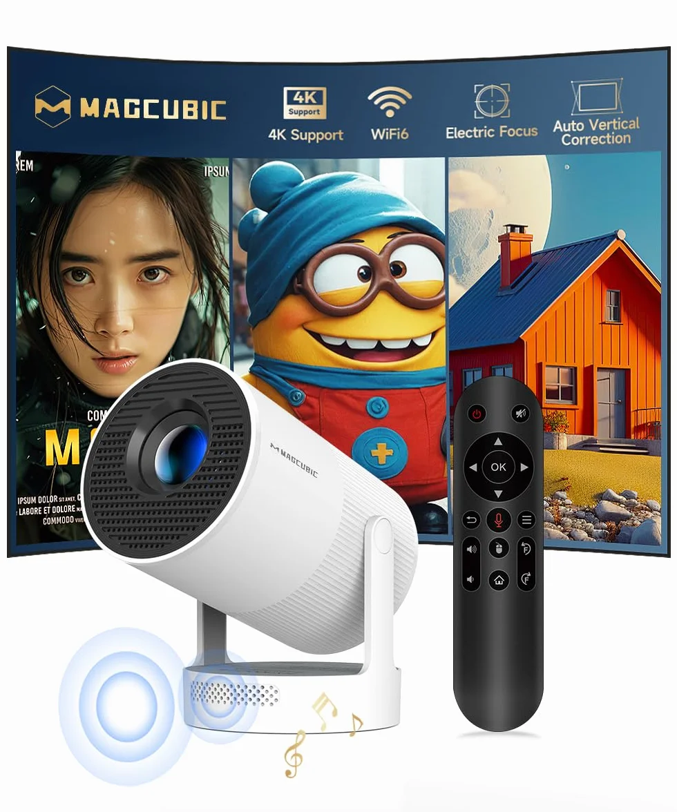 Mini rzutnik 4K, inteligentny projektor, elektryczna ostrość 5G, WiFi 6 BT 5.0, mini przenośny projektor Full HD 1080p, obsługuje 260ANSI Auto Pozioma korekcja trapezów