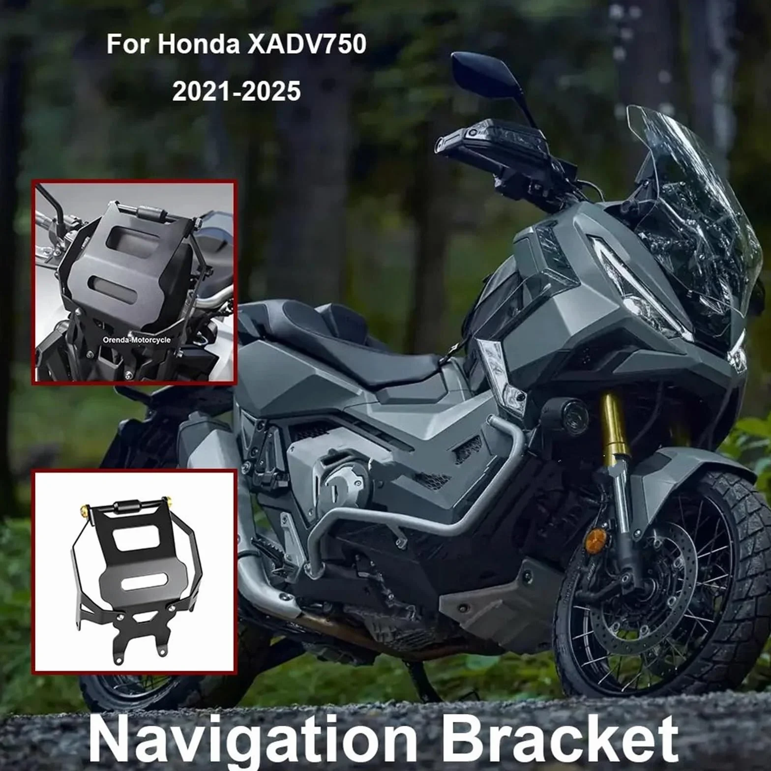 Motocyklowy uchwyt nawigacyjny GPS Uchwyt na nawigację motocyklową, czarne części, uchwyt na nawigację GPS, pasuje do Hondy XADV 750 2021-(Silver)