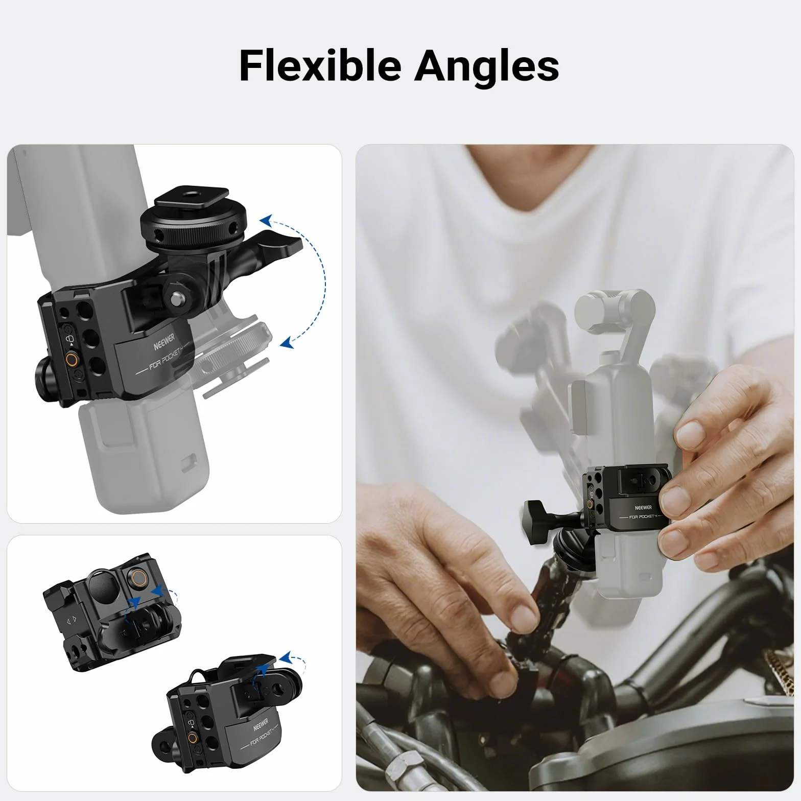 NEEWER Kieszeń na 4 klatki, uchwyt ochronny do DJI Osmo Pocket 4 stabilizowana kamera z adapterem na pazury, uchwyt na akcesoria i gwint 1/4", kompatybilny tylko z DJI Osmo Pocket 4, AC069