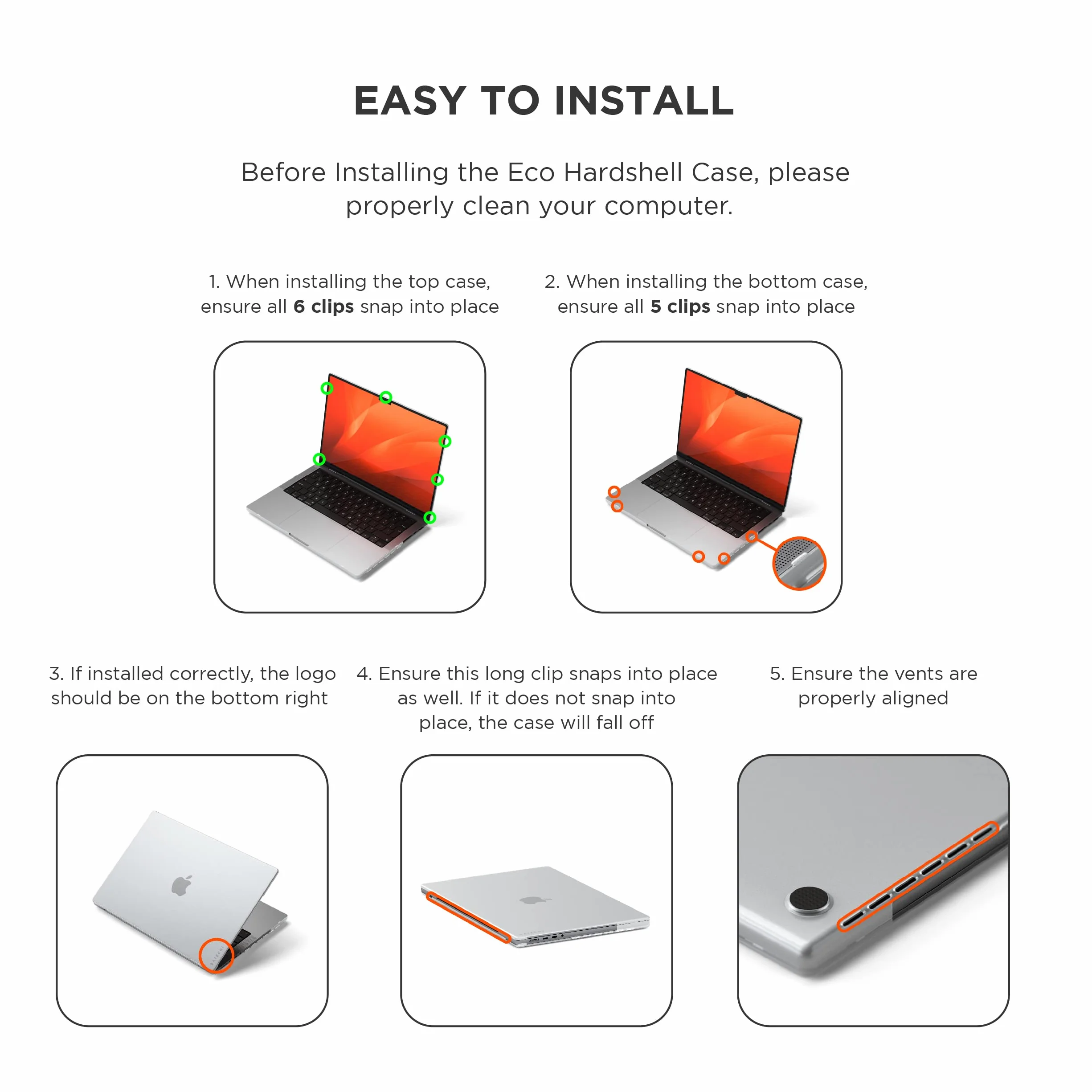 SATECHI Twardy futerał do MacBook Pro 14 cali, ultracienki i lekki, ekologiczny futerał z pełnym dostępem do portów – kompatybilny z MacBook Pro 14" (2025 M5/M4/M3/M2/M1) – przezroczysty
