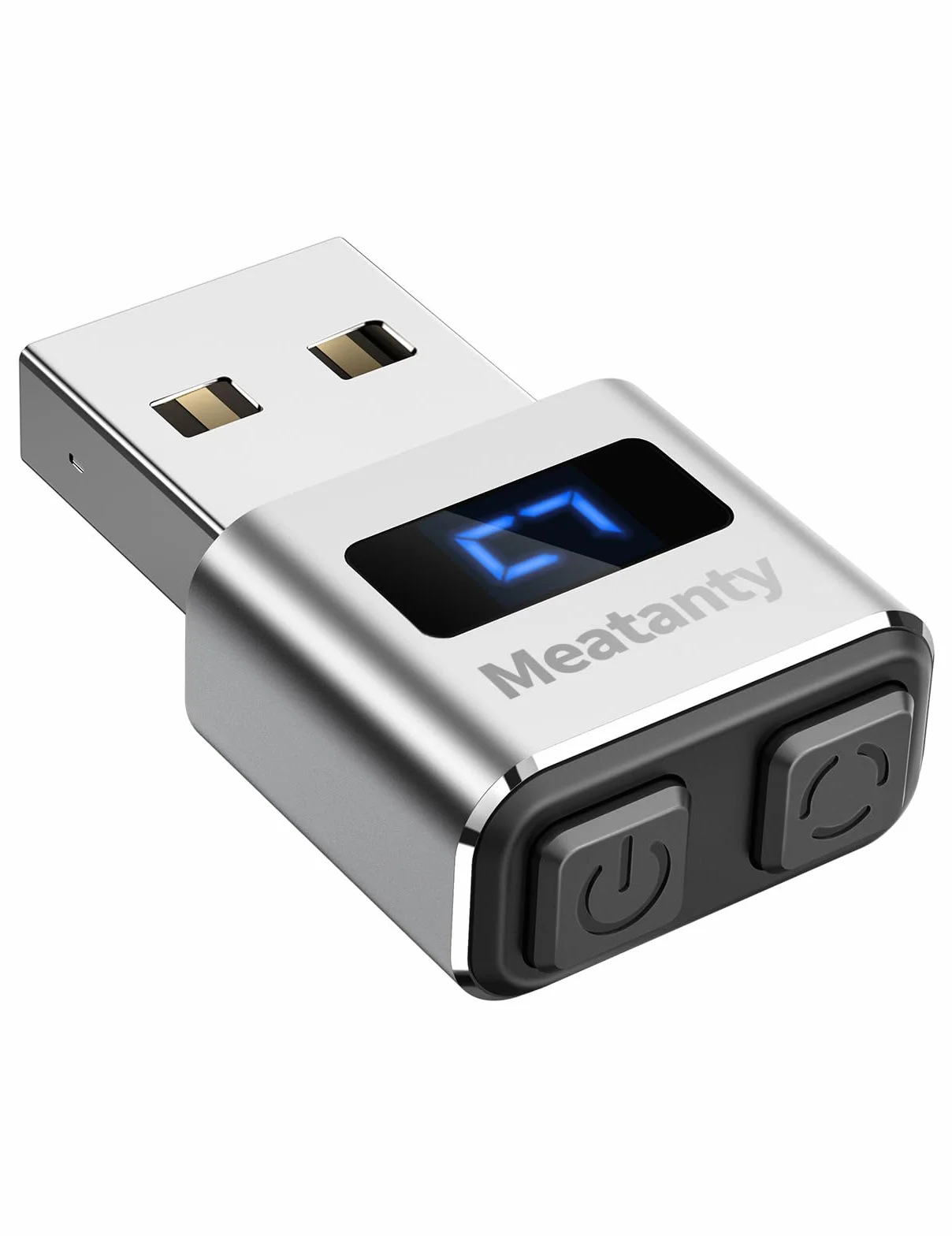 Meatanty Metalowa myszka Tiny Mouse Jiggler – USB Mover Undetectable, automatyczny shaker z ekranem, 3 tryby ruchu, Wiggler Giggler Toggler Toggler do komputera/komputera/laptopa, aktywny, srebrny