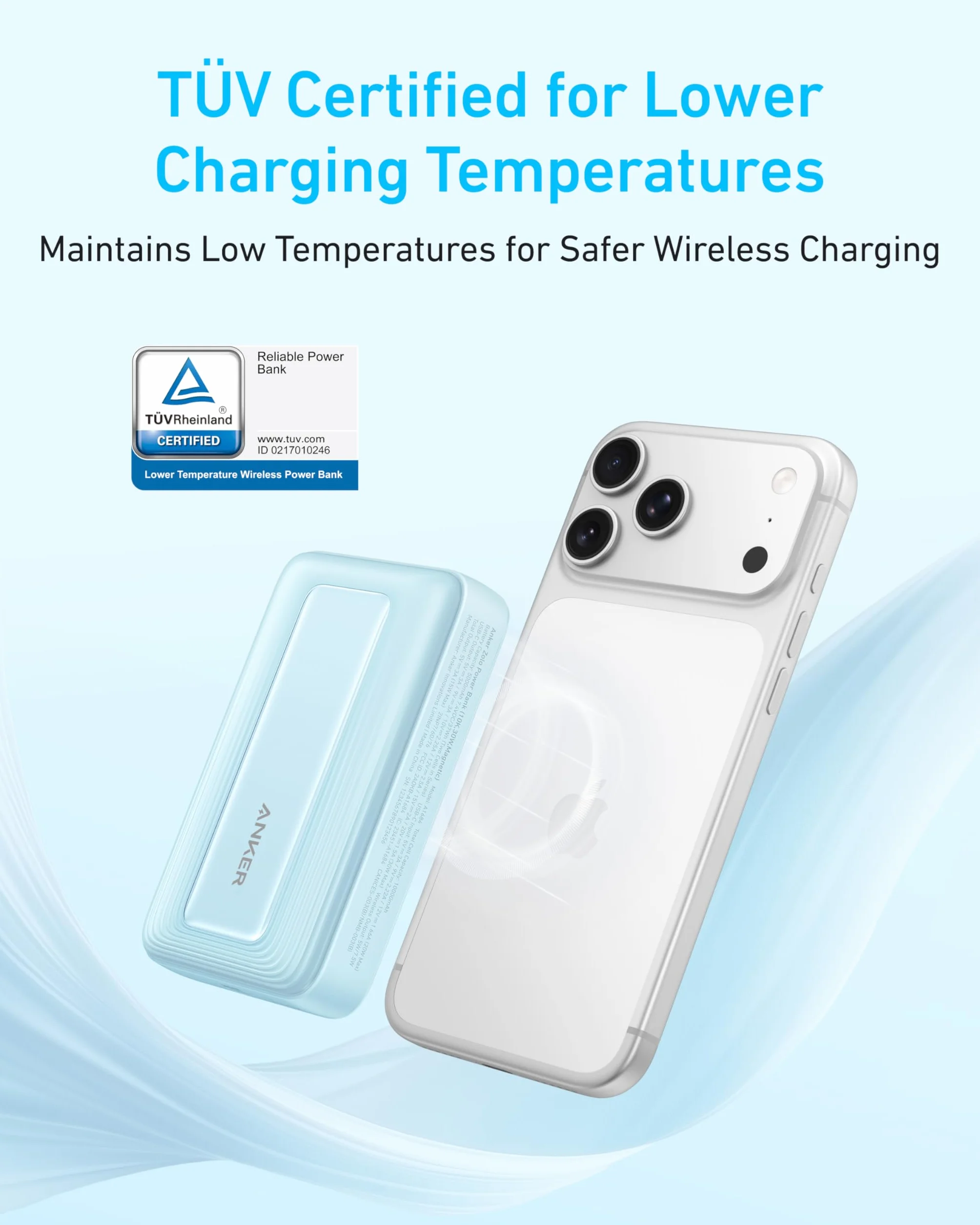 Anker Zolo Magnetic Power Bank, kompaktowy powerbank 10000mAh z szybkim ładowaniem do 30W,bezprzewodowy i przenośny, przyjemny w dotyku i wytrzymały, do serii iPhone17/16/15, AirPods i innych urządzeń | Bezprzewodowy, wytrzymały powerbank z przyjemnym w d