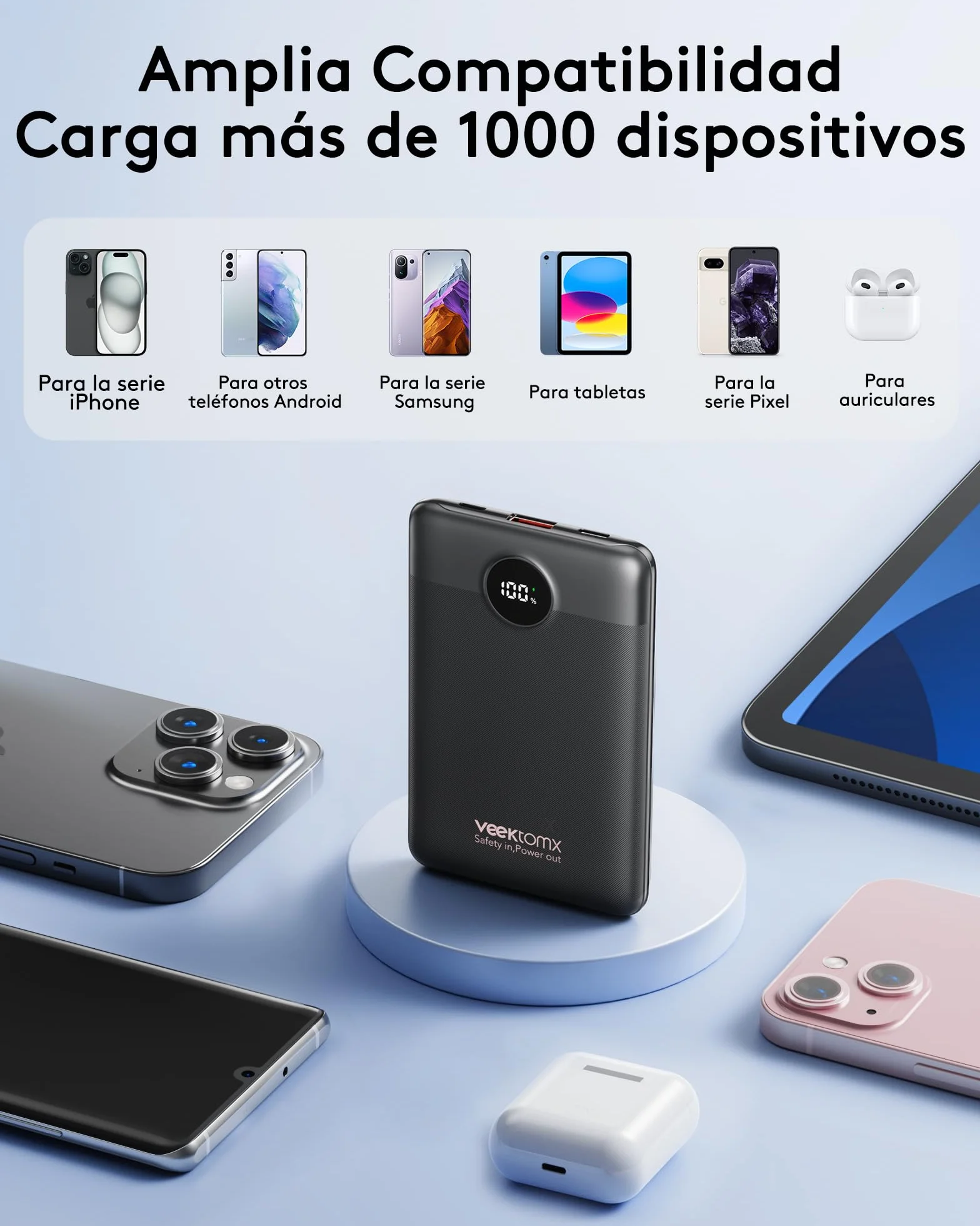 VEEKTOMX Mini Power Bank 10000mAh powerbank 22.5W PD3.0 QC3.0 Quick Charge USB C Portable Charger, mały rozmiar z 2 portami ładowania, kompatybilny z iPhone 15/iPad/Mini fan/Galaxy