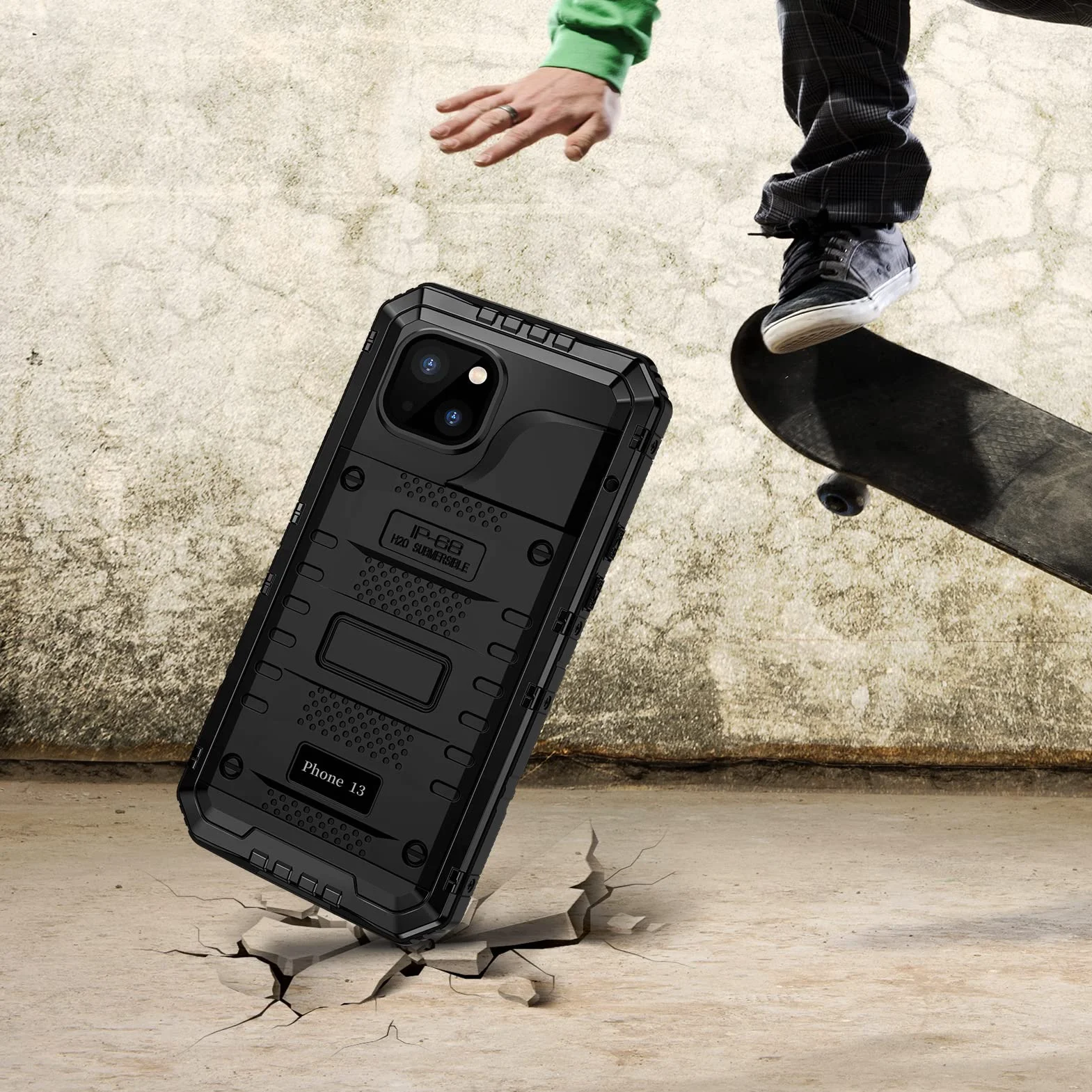 seacosmo Wodoodporne Etui Kompatybilne z iPhone 13 IP68, Wojskowa Ochrona Przeciwupadkowa 360°, Wzmocnione Etui Odporne na Wstrząsy Typu Heavy Duty do iPhone 13, Czarny
