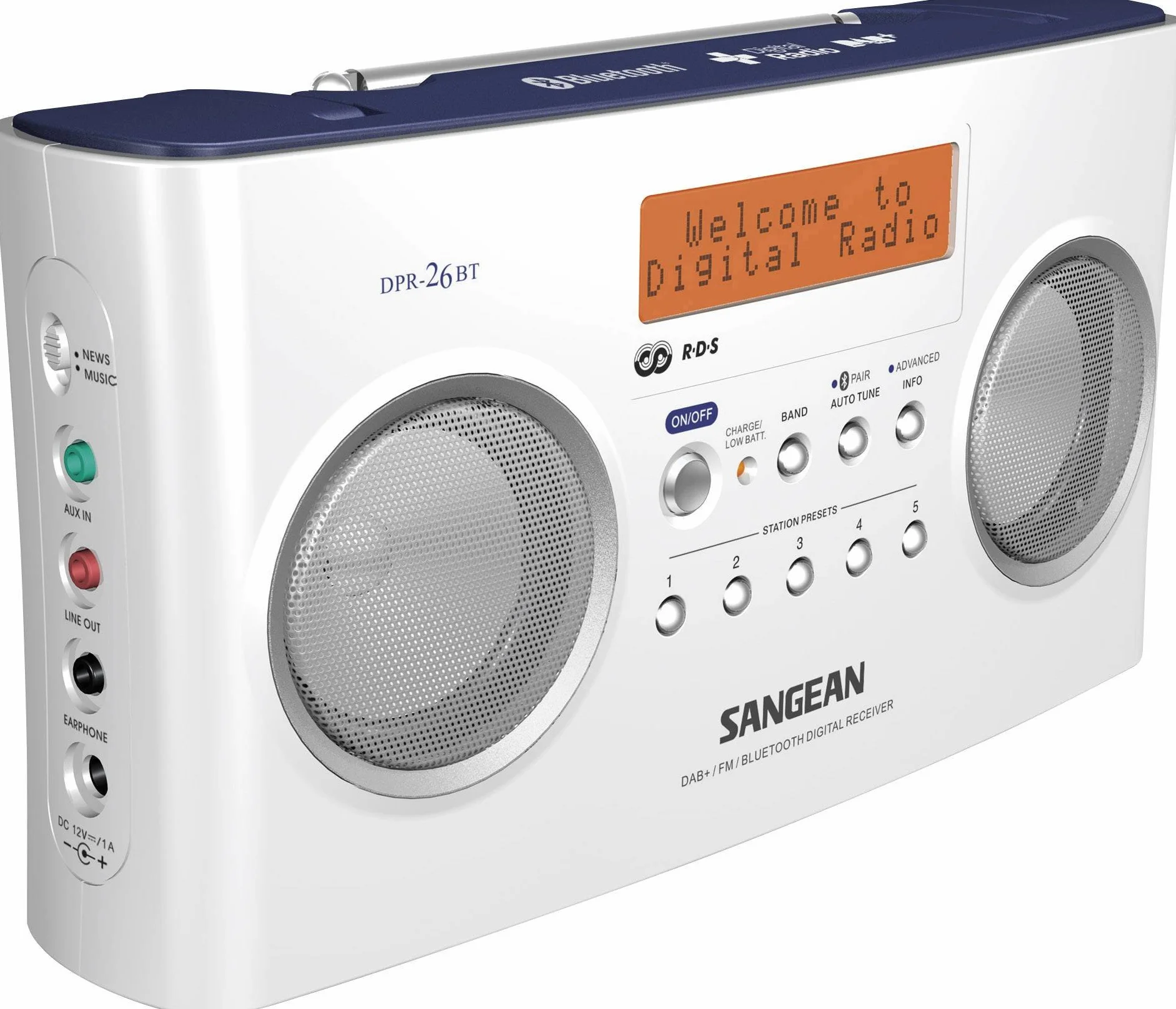 Sangean A500324 radio DPR-26 BT, białe