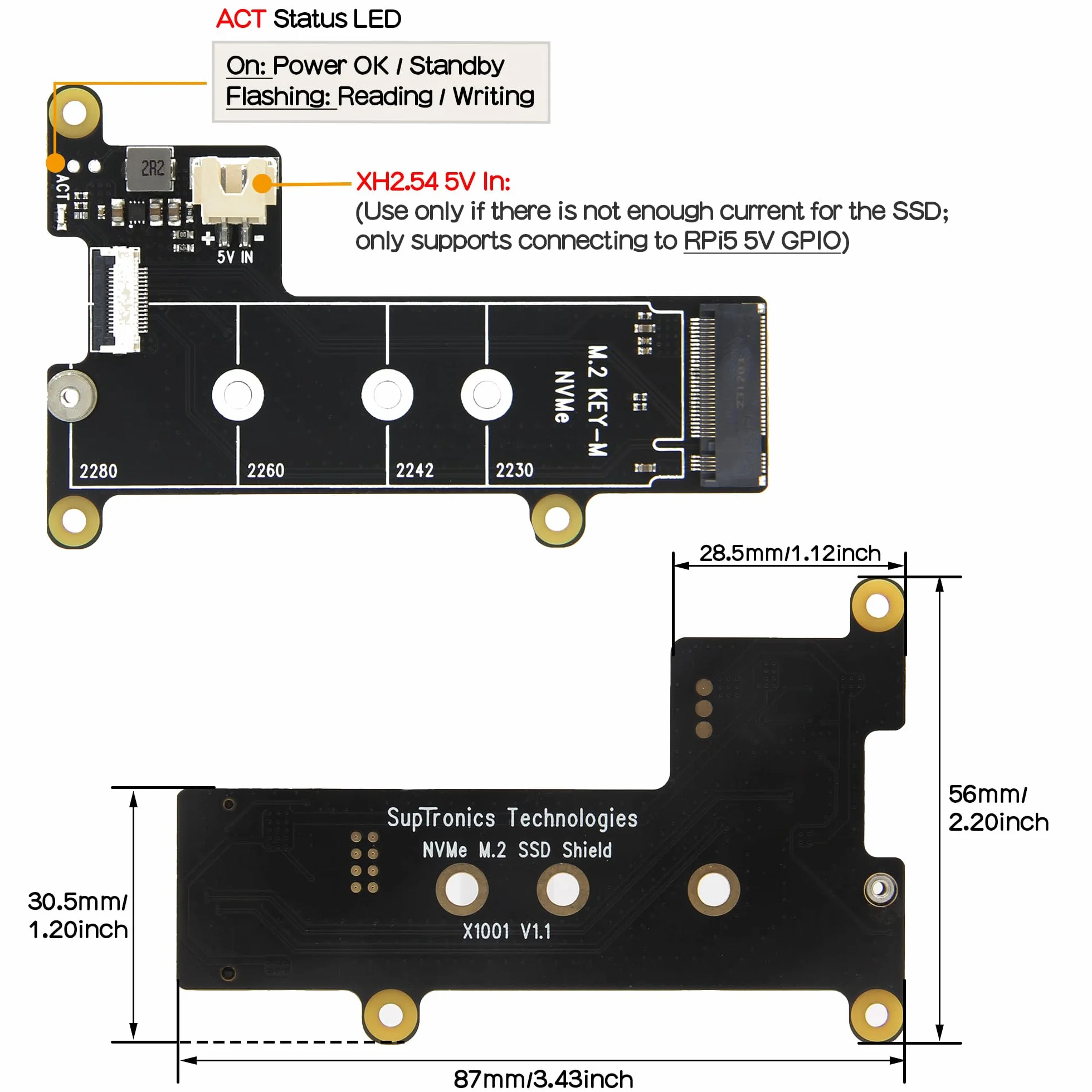 Geekworm X1001 PCIe to M.2 NVMe SSD PIP PCIe Peripheral Board for Raspberry Pi 5