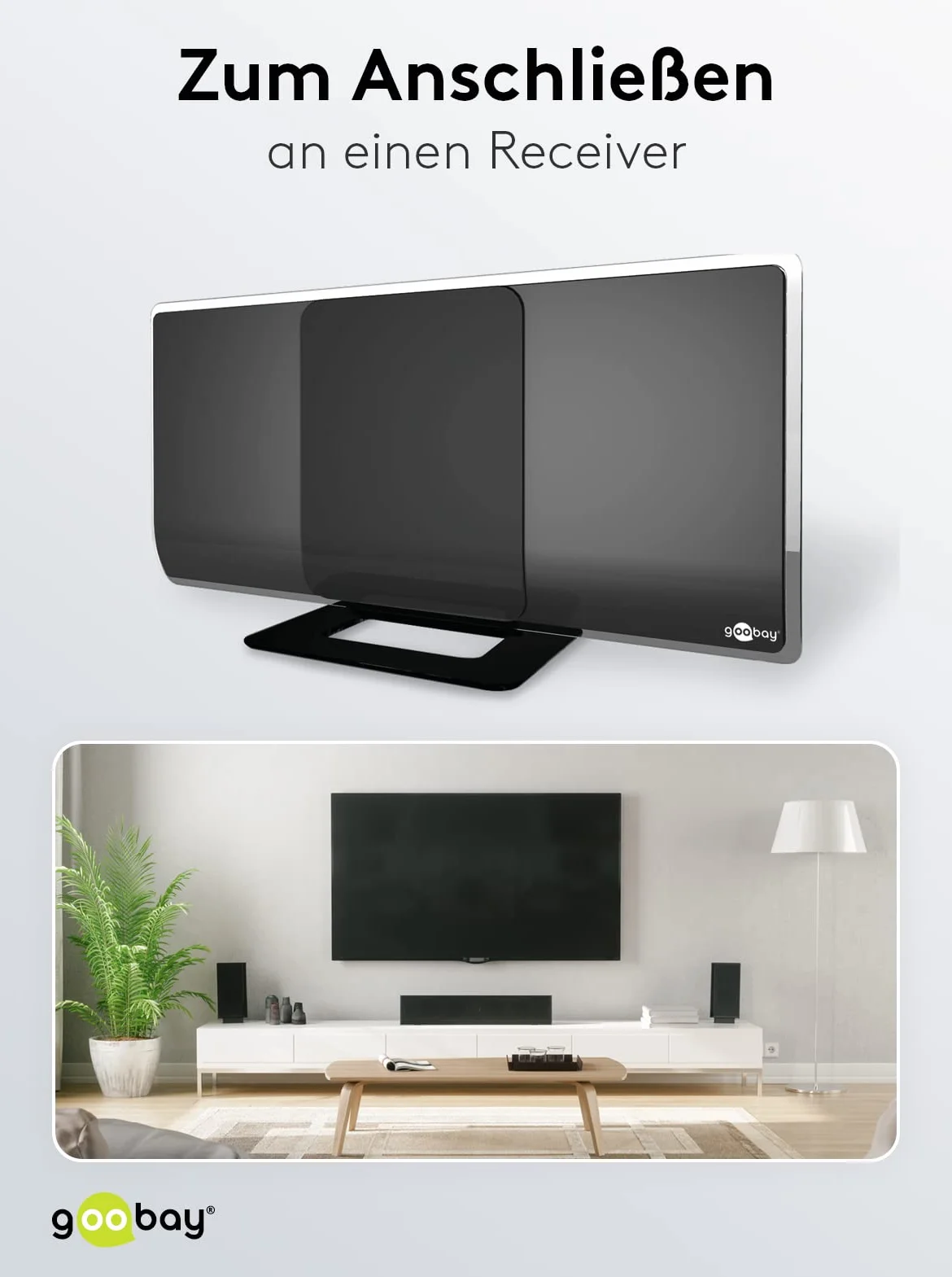 Goobay 67179 Aktywna antena pokojowa Full HD DVB-T z filtrem LTE/4G
