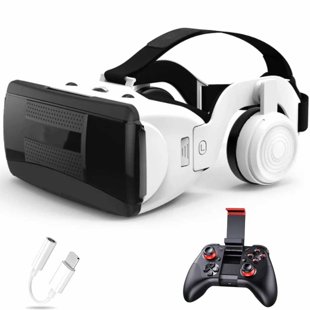 Okulary 3D, Virtual Reality, zestaw słuchawkowy, ochrona oczu, okulary VR do filmów 3D i gier, kontroler Bluetooth do iPhone 13 Pro Max/13 Pro/13/12/11, do Samsung Galaxy S21, Huawei, X. iaomi-Seria nie