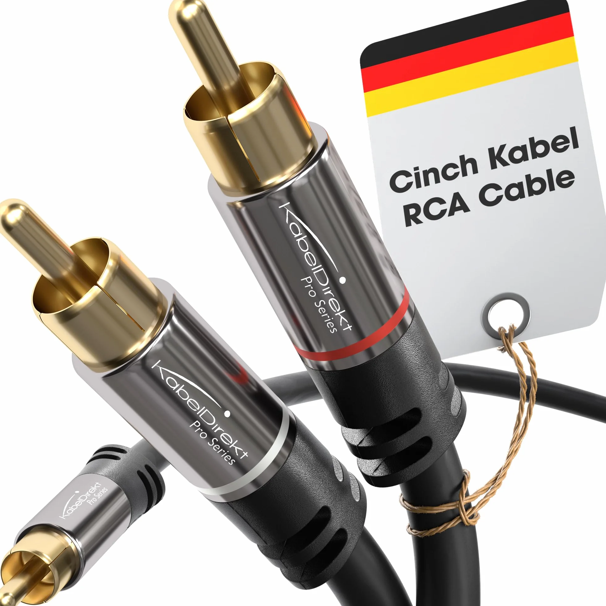 KabelDirekt – Przewód audio wideo RCA o długości 5m (przewód do subwoofera, 1 do 2, subwoofery, odbiorniki AV, hi-fi, sygnały cyfrowe i analogowe, podwójne ekranowanie) – PRO Series