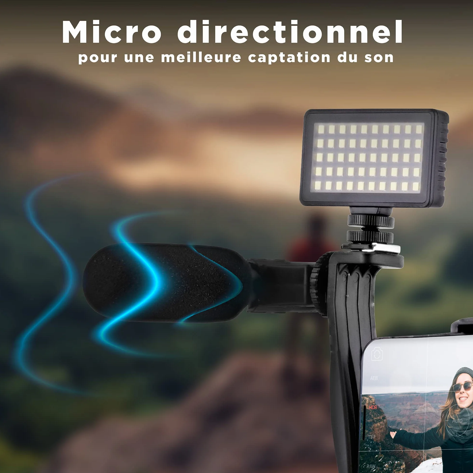 T'nB TnB PKVLOGGER Vlogger zestaw akcesoriów statyw, uchwyt na smartfon, mikrofon, lampa błyskowa LED i pilot zdalnego sterowania Bluetooth