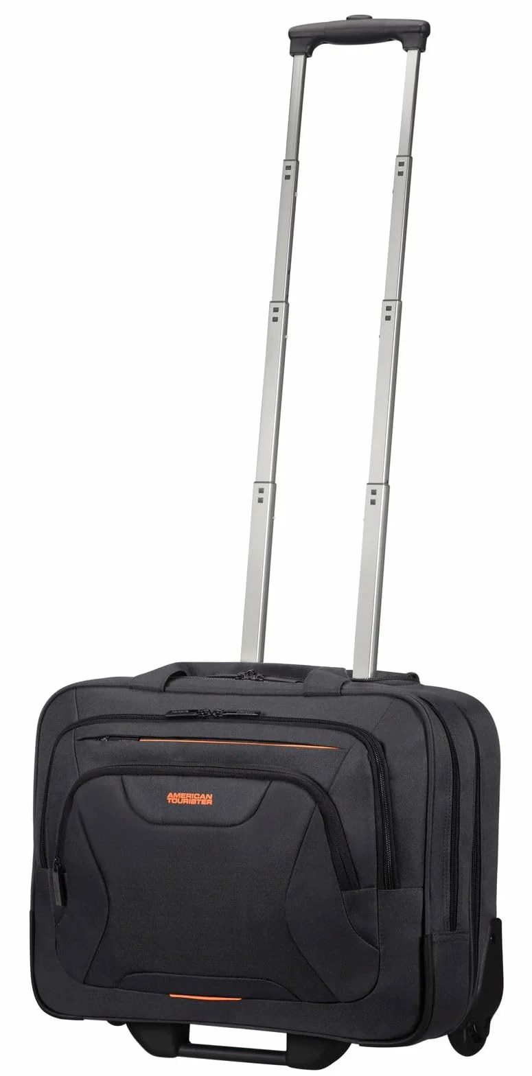 American Tourister at Work - Torba na laptopa 15.6 cala z kółkami, 44 cm, 22 L, Czarny/Pomarańczowy (Black/Orange)
