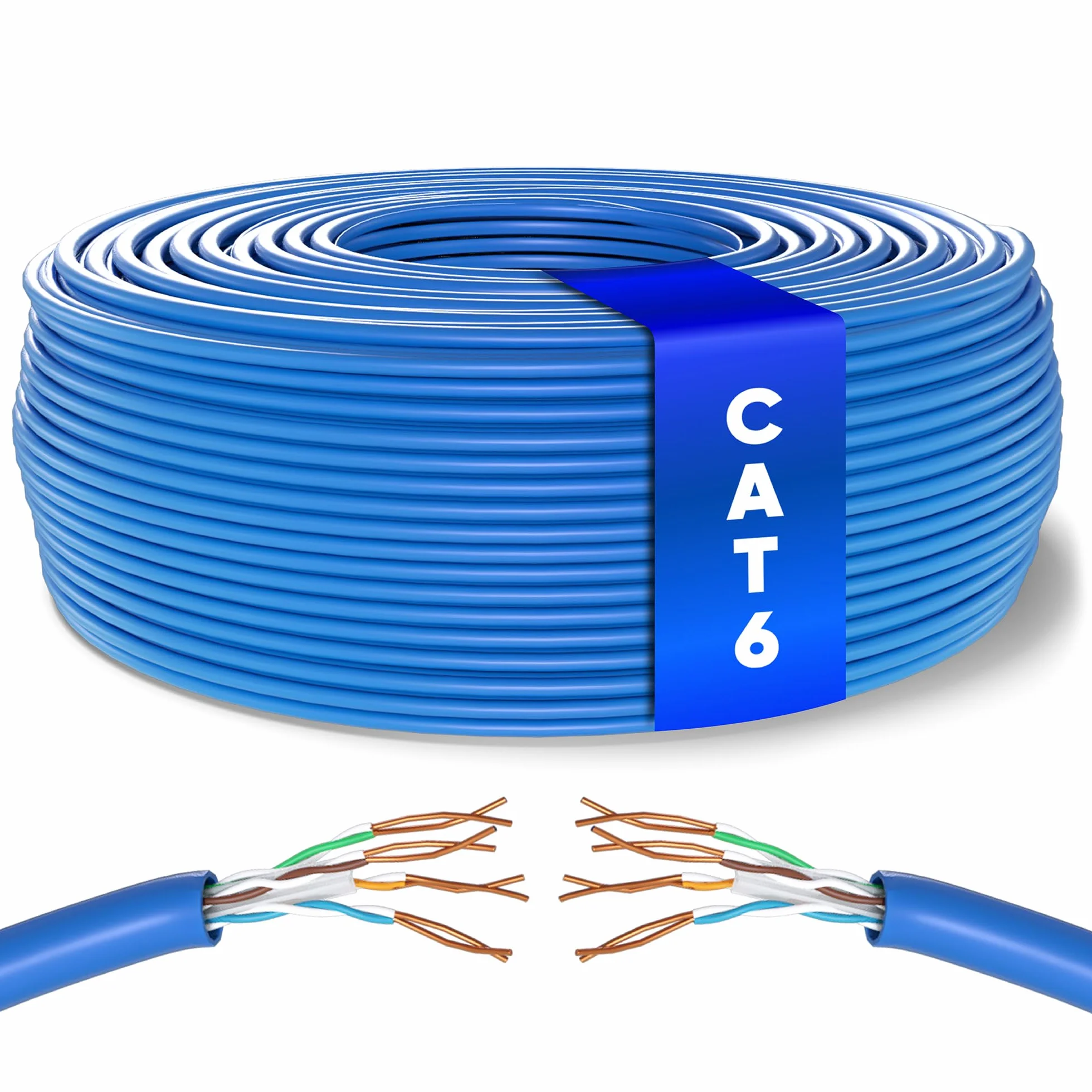 Mr. Tronic 50 m Ethernet kabel sieciowy | kabel instalacyjny | CAT6, AWG24, CCA, UTP, RJ45 (50 metrów, niebieski)