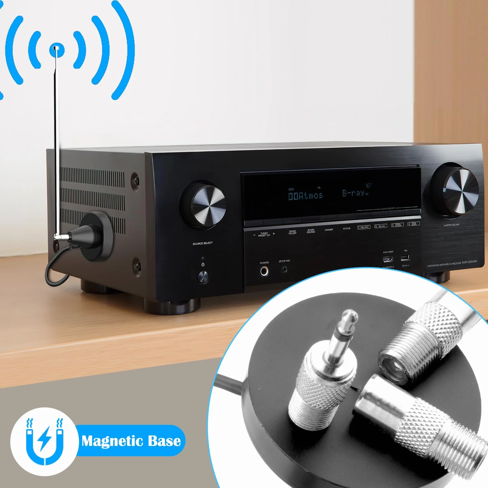 Antena radiowa DAB FM teleskopowa z podstawą magnetyczną kabel 3 m 75 omów DAB+