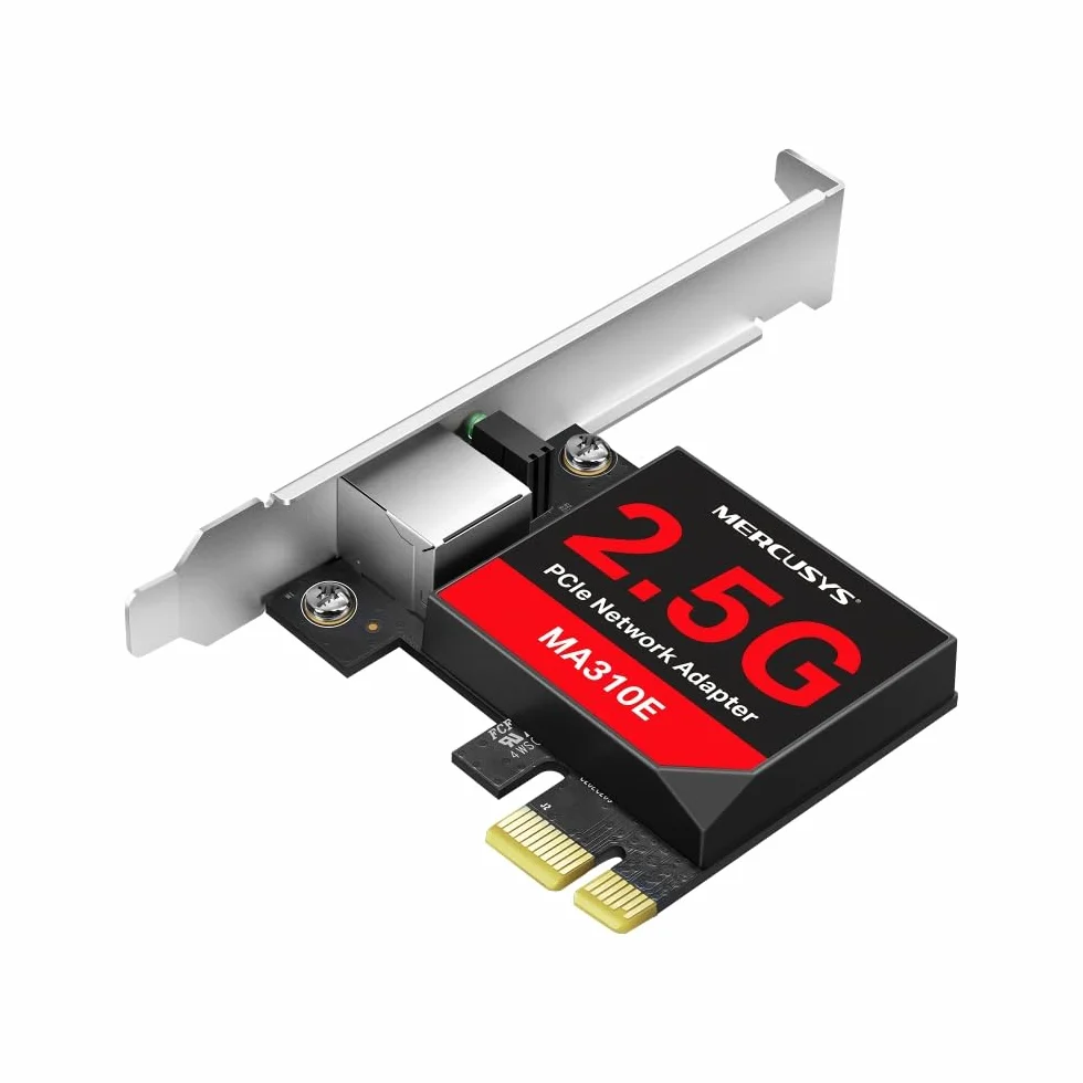 Mercusys Karta sieciowa TP-Link MA310E PCIe 2,5 Gigabit, stała karta Wi-Fi PC, RJ45, Wake-on-LAN, Ethernet o niskim zużyciu energii, kompatybilna ze standardowymi wspornikami i wspornikami o niskim