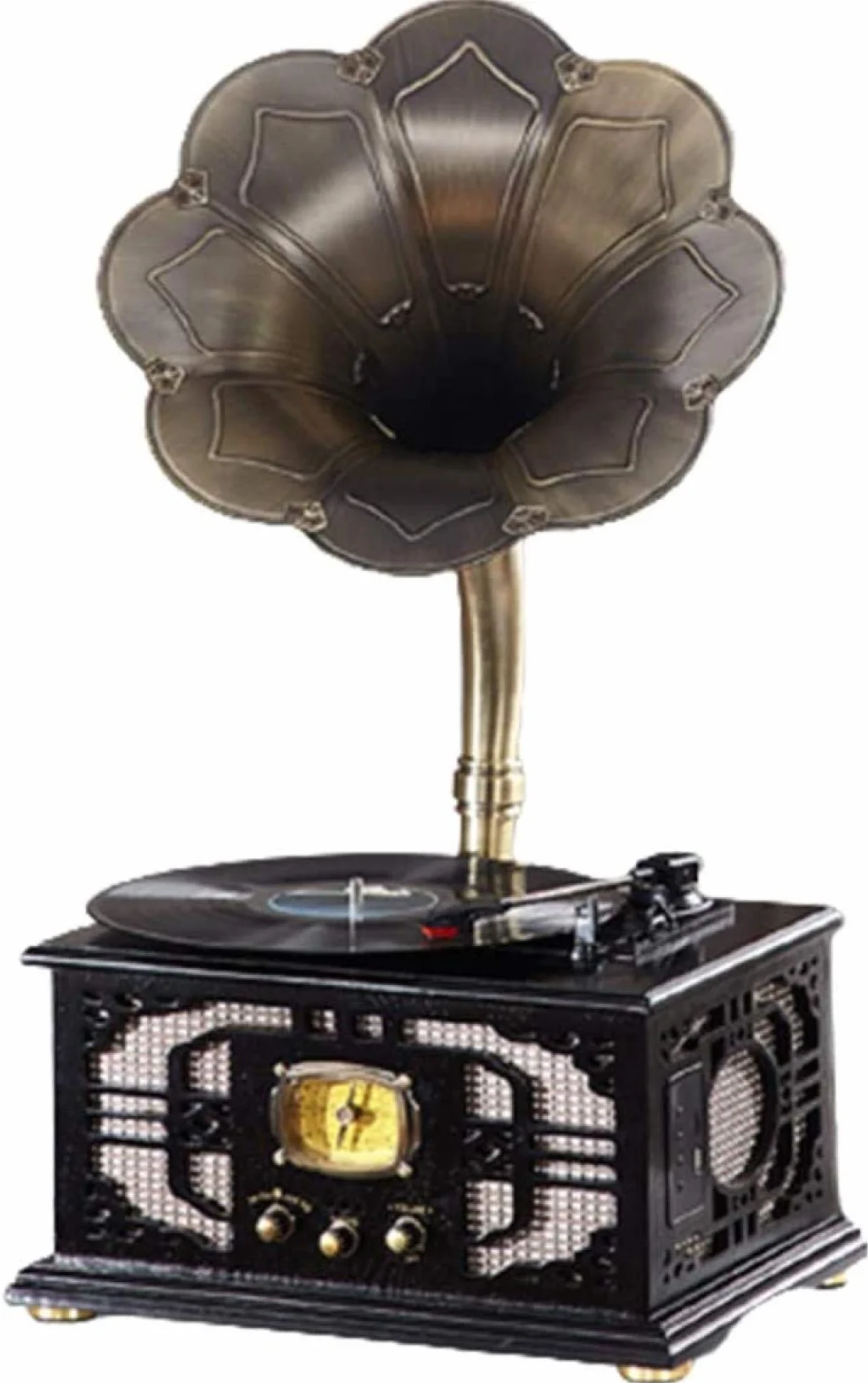 Odtwarzacz Płyt Winylowych Vintage,Retro Classic Gramofon W Kształcie Gramofonu Głośnik Stereo System Dźwiękowy Pudełko Muzyczne Z Dźwiękiem 3,5 Mm Bluetooth Gramofon