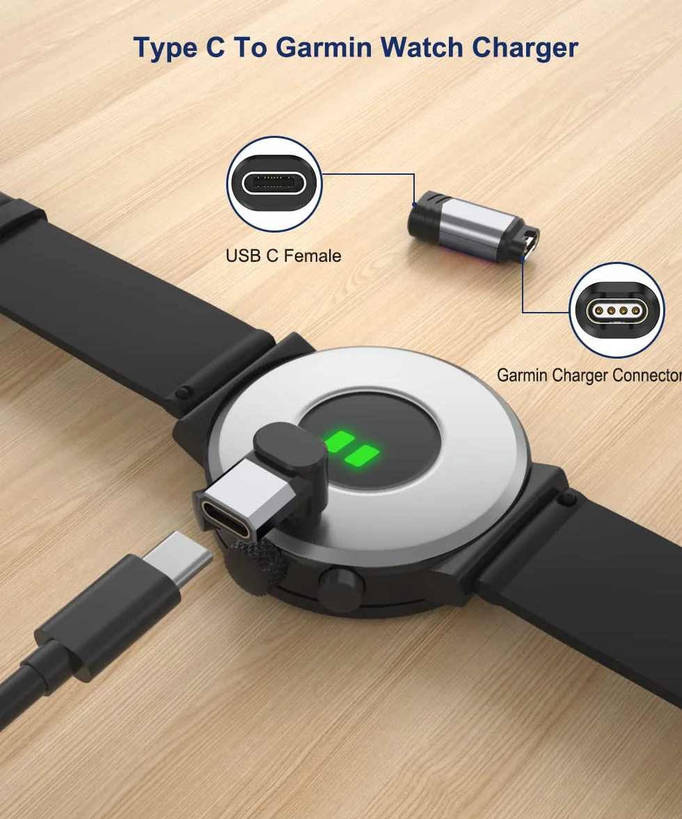 Itramax Adapter Ładowarka USB-C 3Pack,9 stopni Typ C Kabel Konwerter Kompatybilny z Gar/min Fenix 7/7S/7X/6/6S/6X/5/5X,Forerunner 245/745/945/265,Instinct 2/2S,Vivoactive 4/4S/3,Venu X1/2/2S/Sq,Epix 2