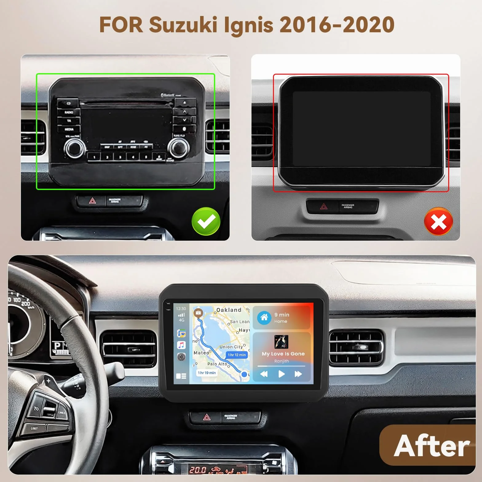 Radio samochodowe Suzuki Ignis 2016 2017, samochodowe stereo Suzuki Ignis, radio samochodowe Suzuki Ignis, ekran Suzuki Ignis 2016 2017 2018 2019 2020, nawigacja samochodowa Suzuki Ignis, Suzuki Ignis