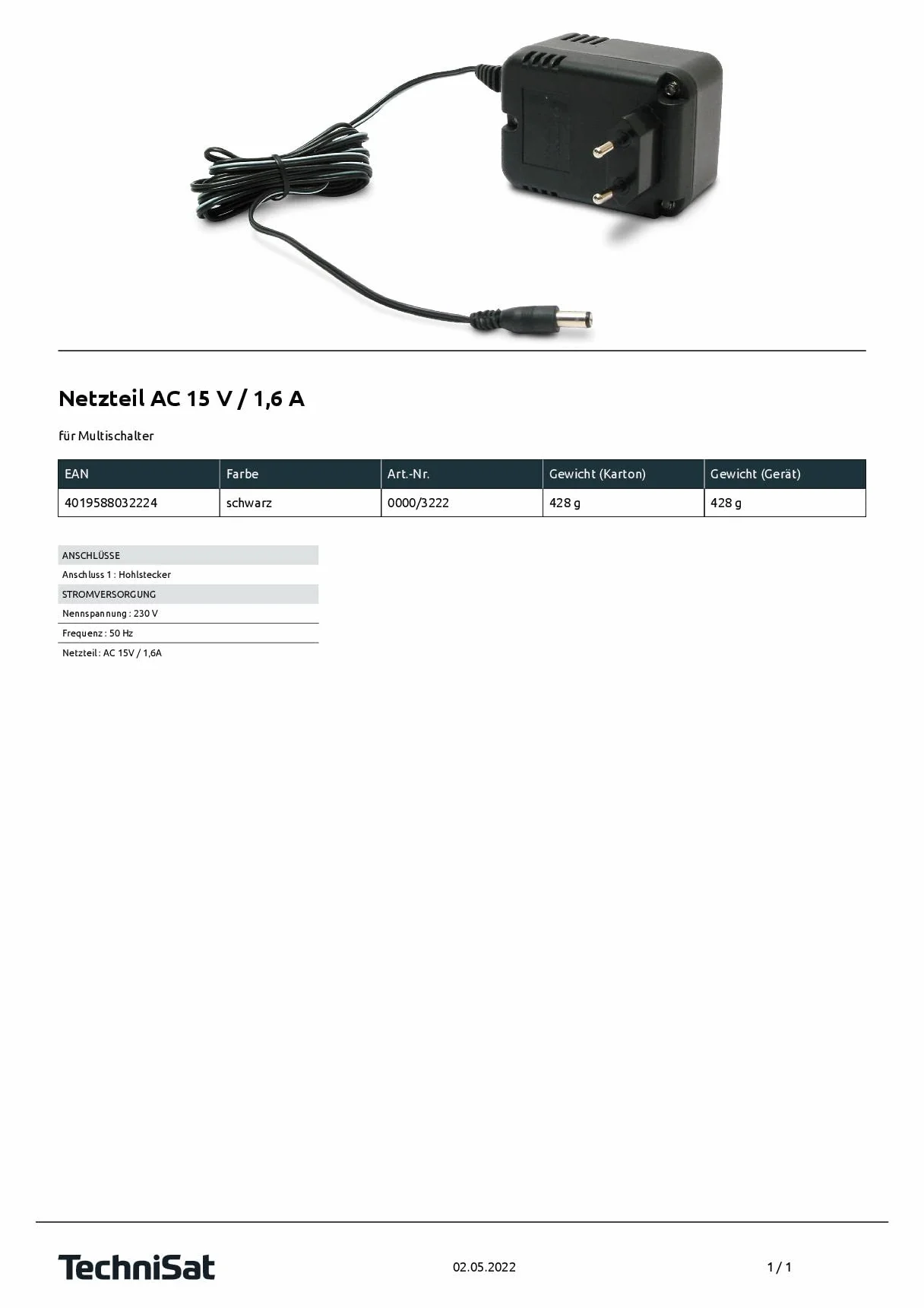 TechniSat Zasilacz do TechniSwitch 5/8G