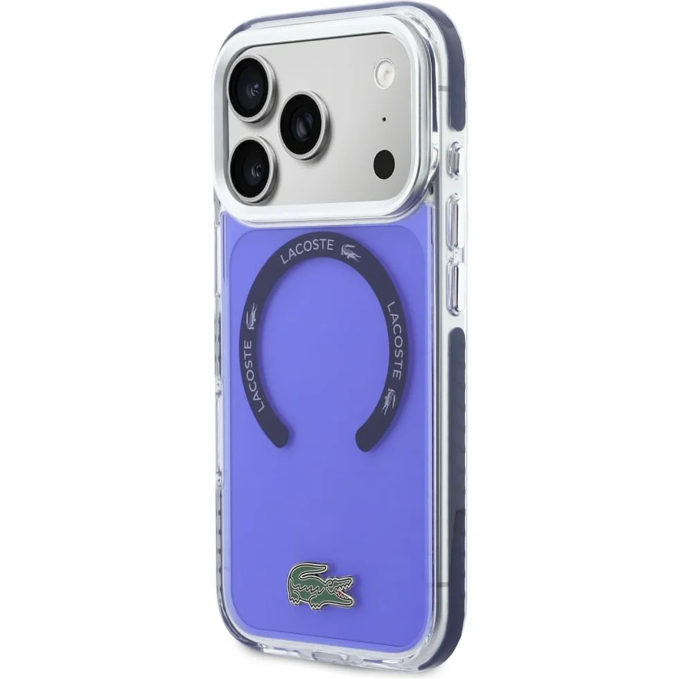 CG MOBILE Lacoste Shockproof przezroczyste etui kompatybilne z MagSafe do iPhone 17 Pro Max (granatowe)