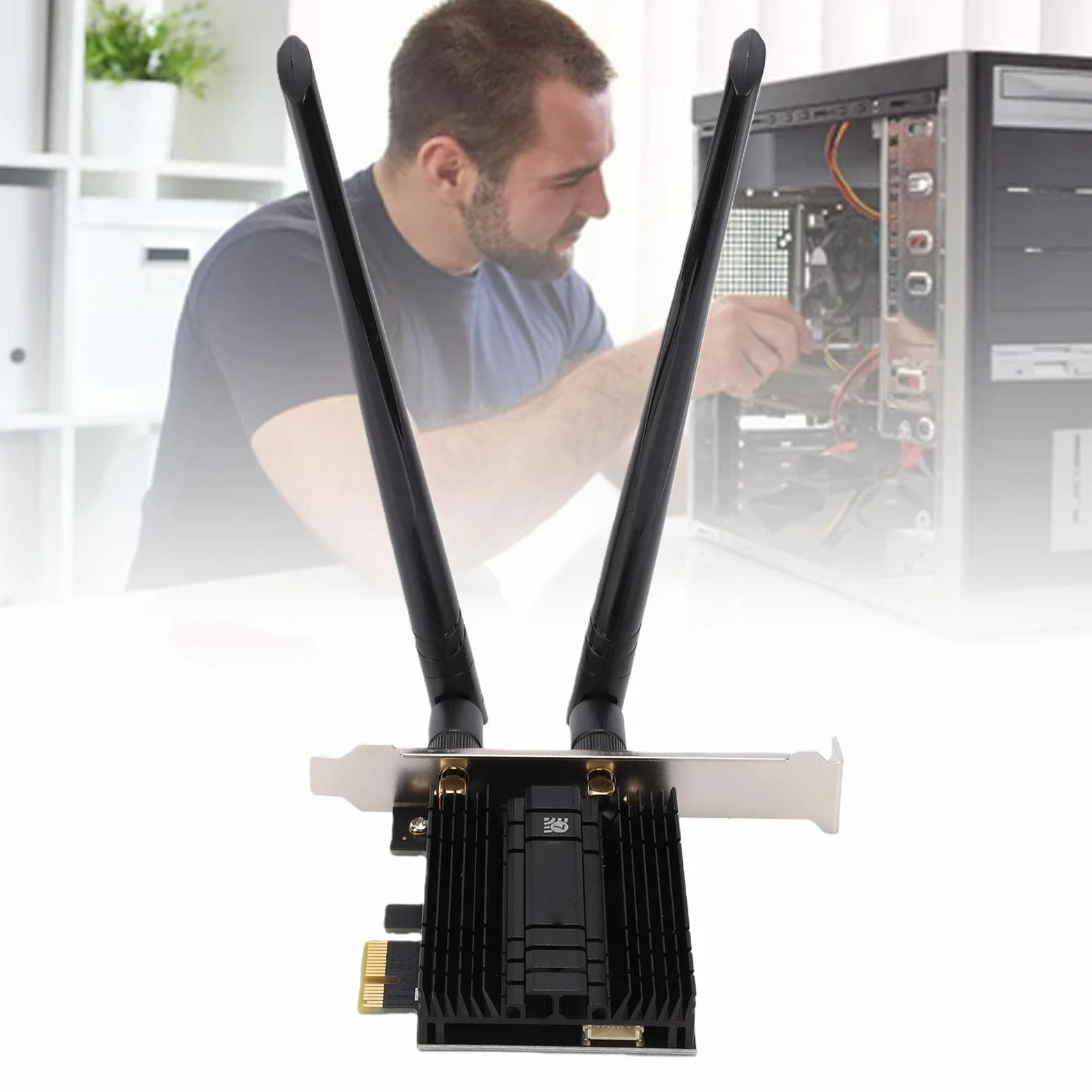 Bewinner Karta WiFi 7 PCIe, Trójzakresowy BE200 NGW 8774Mbps, Bluetooth 5.4 | Trójzakresowy 8774 Mb/s, 6 GHz 5 GHz 2,4 GHz, Bluetooth 5.4, dwie anteny, adapter PCIe do komputerów stacjonarnych, system